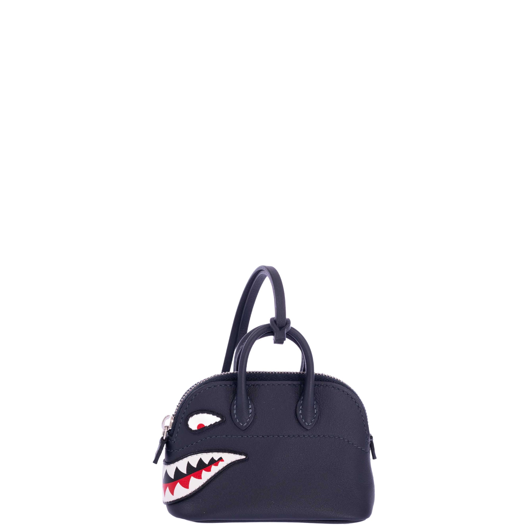 Hermès Mini Bolide Shark Charm Black Swift Palladium Hardware、mySite、garminoutage.com