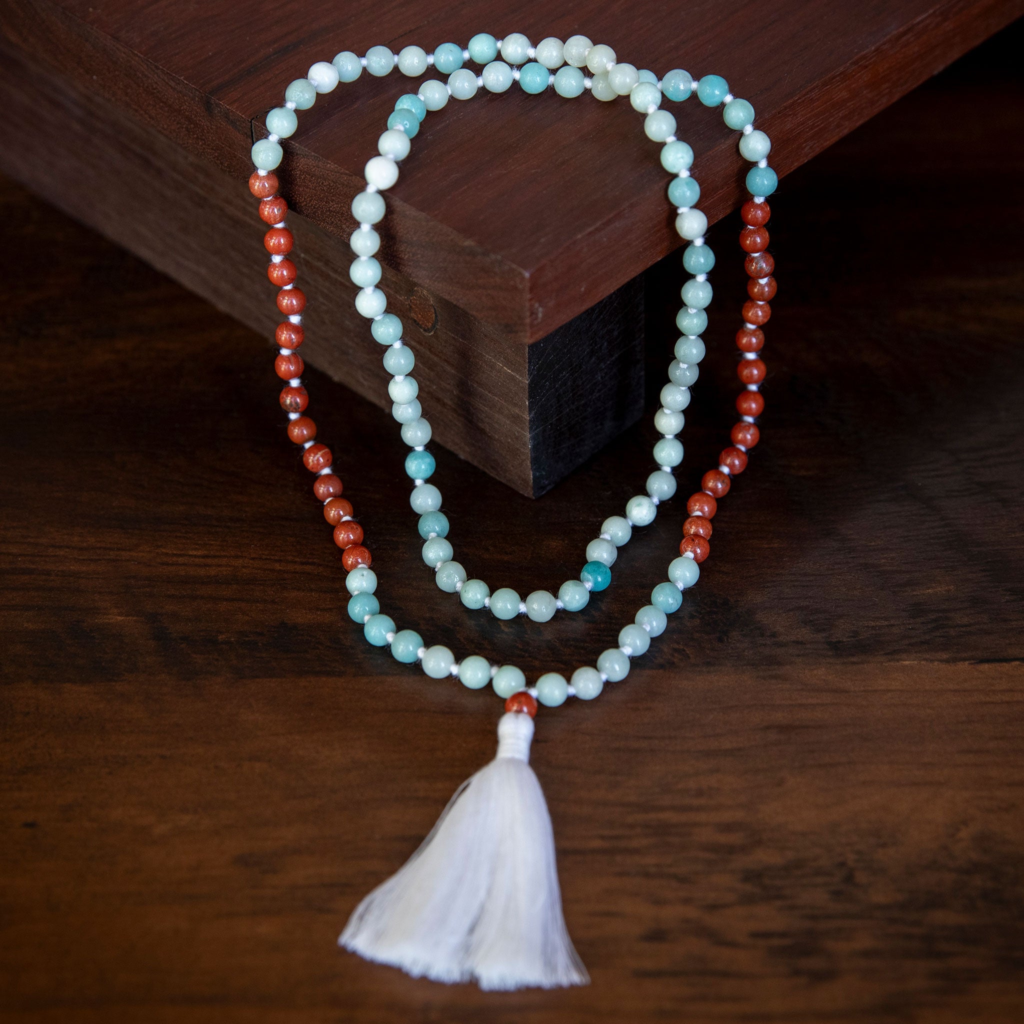 Handmade Prayer Beads: Red Jasper and Amazonite Mala、mySite、topwebapps
