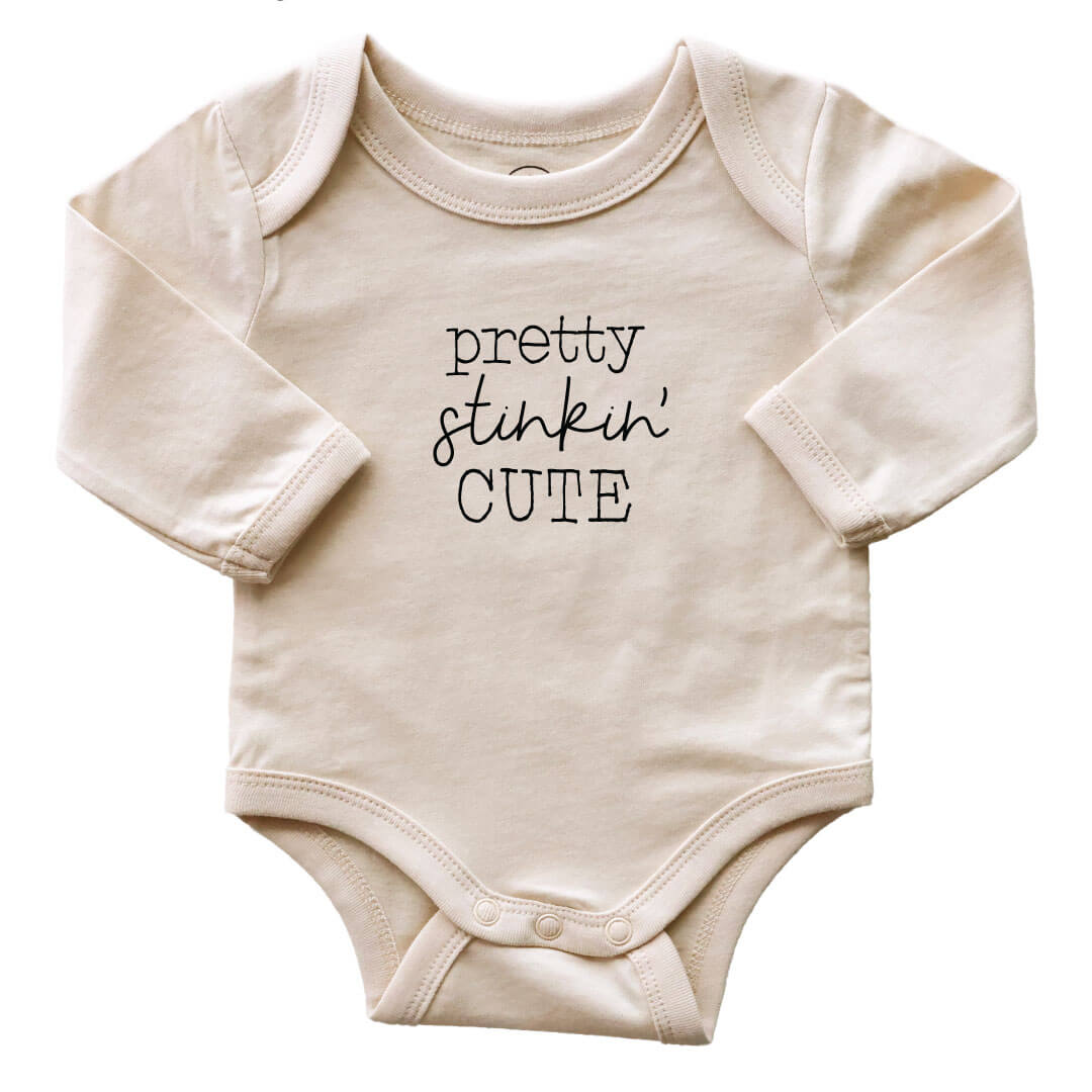  Pretty Stinkin' Cute Long Sleeve Graphic Bodysuit | Natural、mySite、layawaytickets