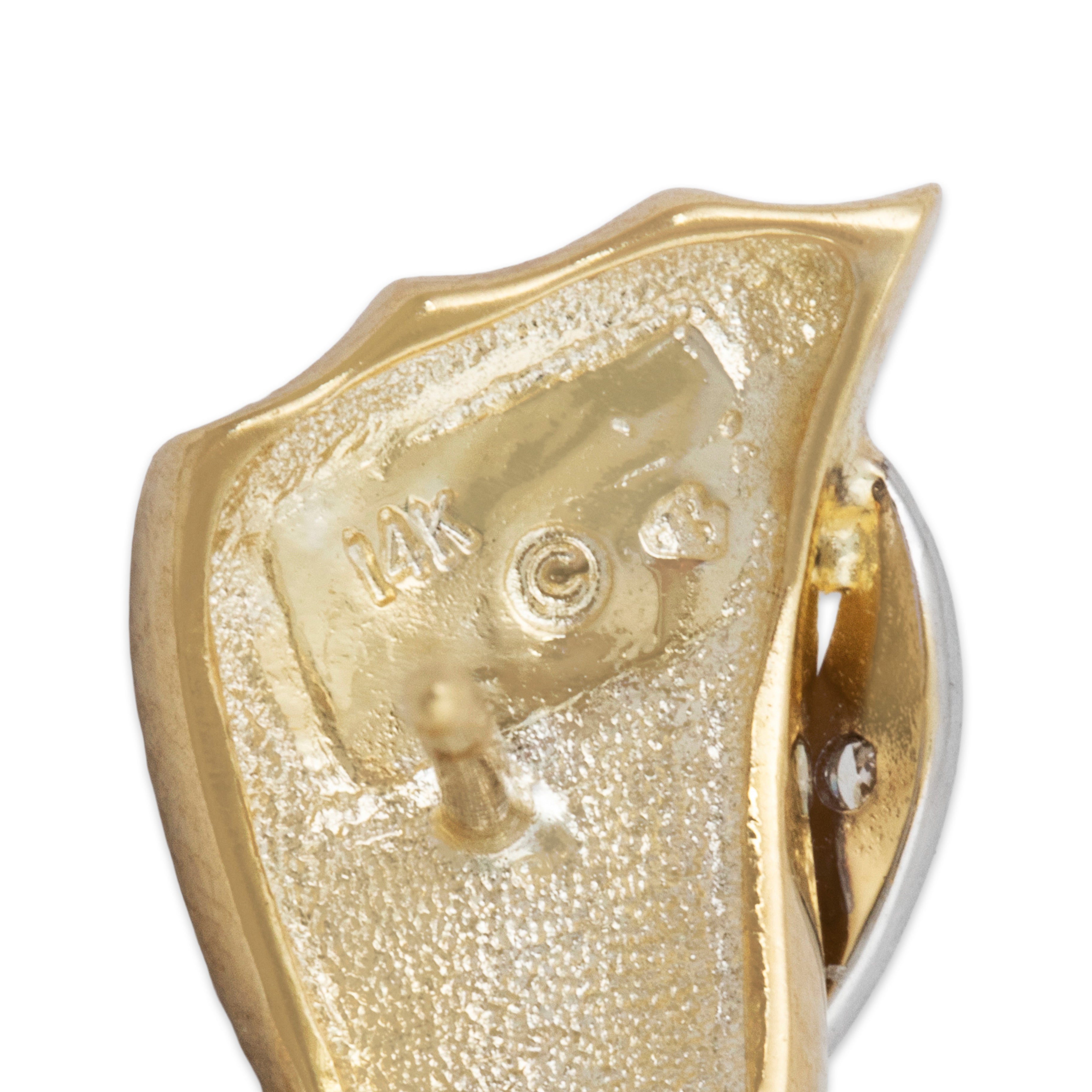 Vintage Chic 14k Yellow Gold Diamond Satin Ribbon Stud Earrings、mySite、hinf8tx79