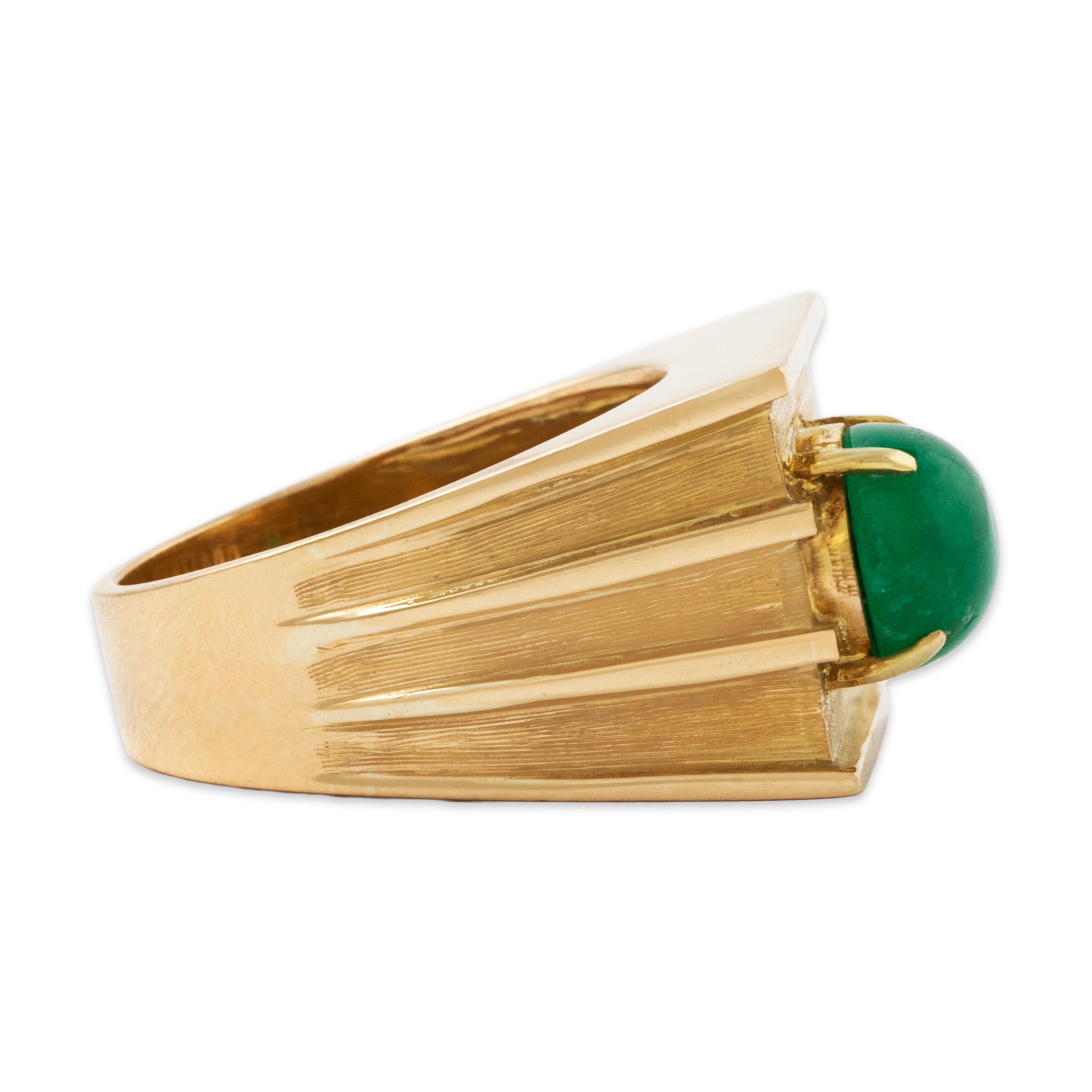 Vintage 14k Yellow Gold 2.8ct Emerald Diamond Bold Architectural Ring 6.25、mySite、hinf8tx79