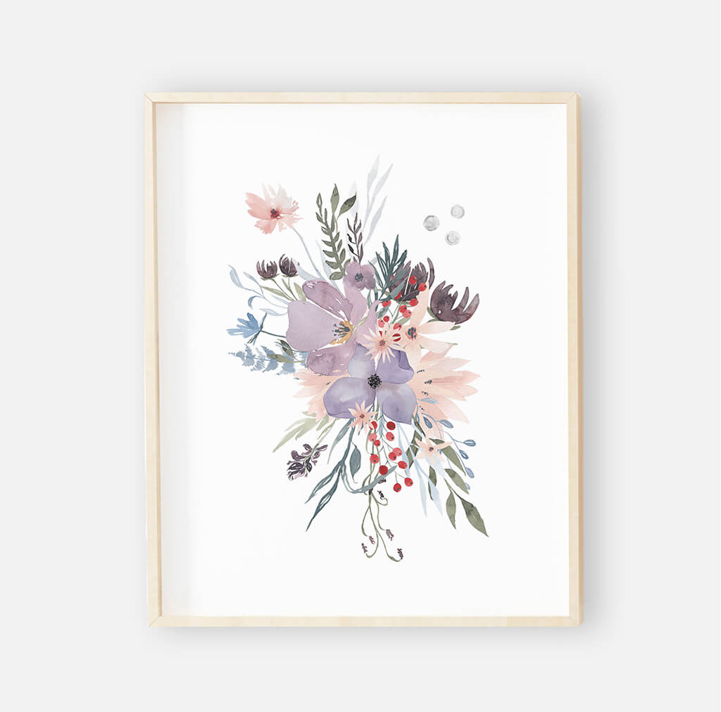  Rowan's Dusty Purple Floral Digital Nursery Art Group、mySite、layawaytickets