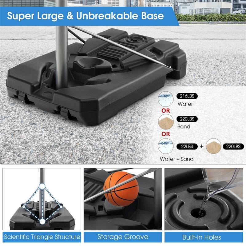 Portable Outdoor Basketball Hoop 64����-79���� Adjustable Poolside Basketball Goal System with 44" Backboard Wheeled Fillable Base