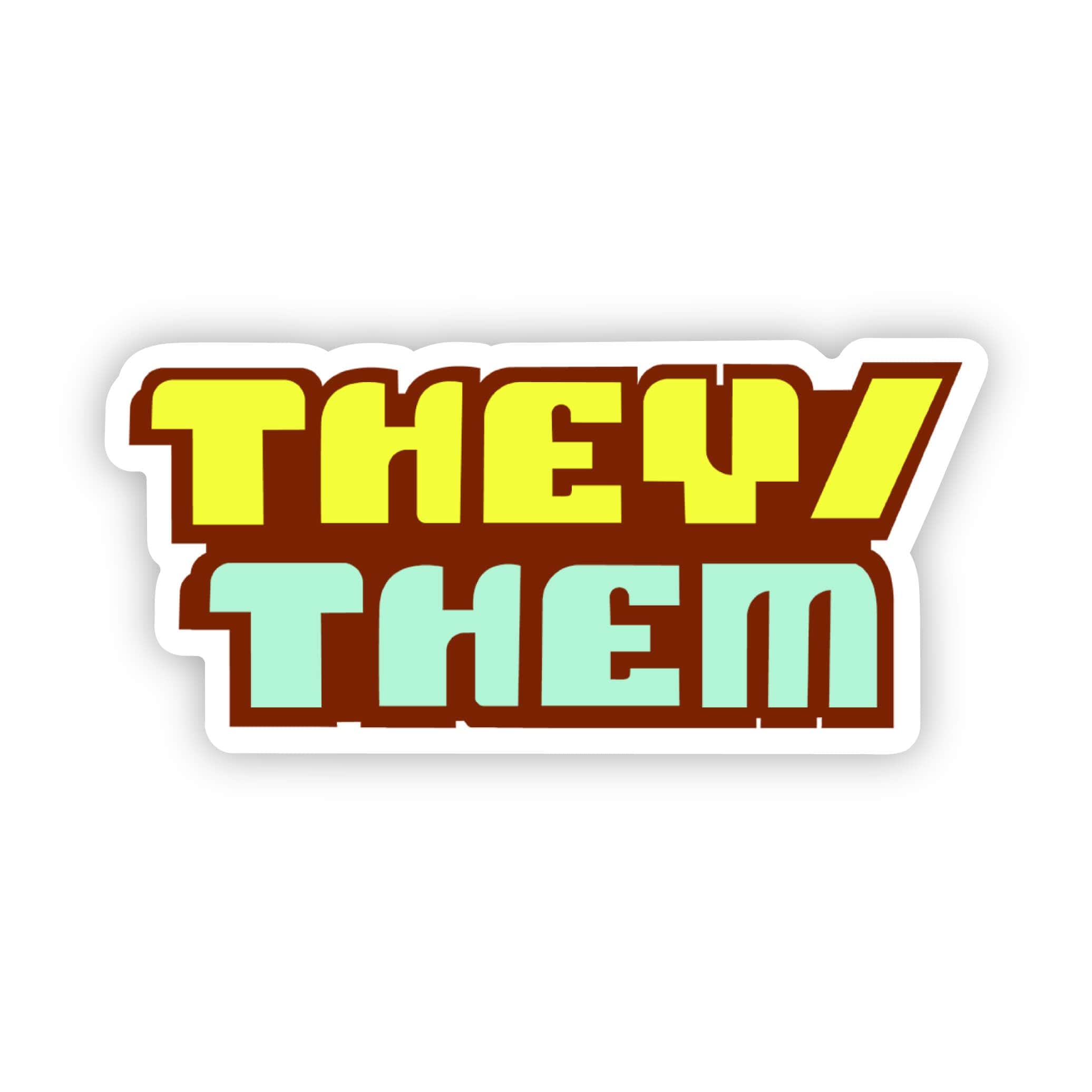 They Them Retro Pronouns LGBTQ Pride Sticker、mySite、ghnorth