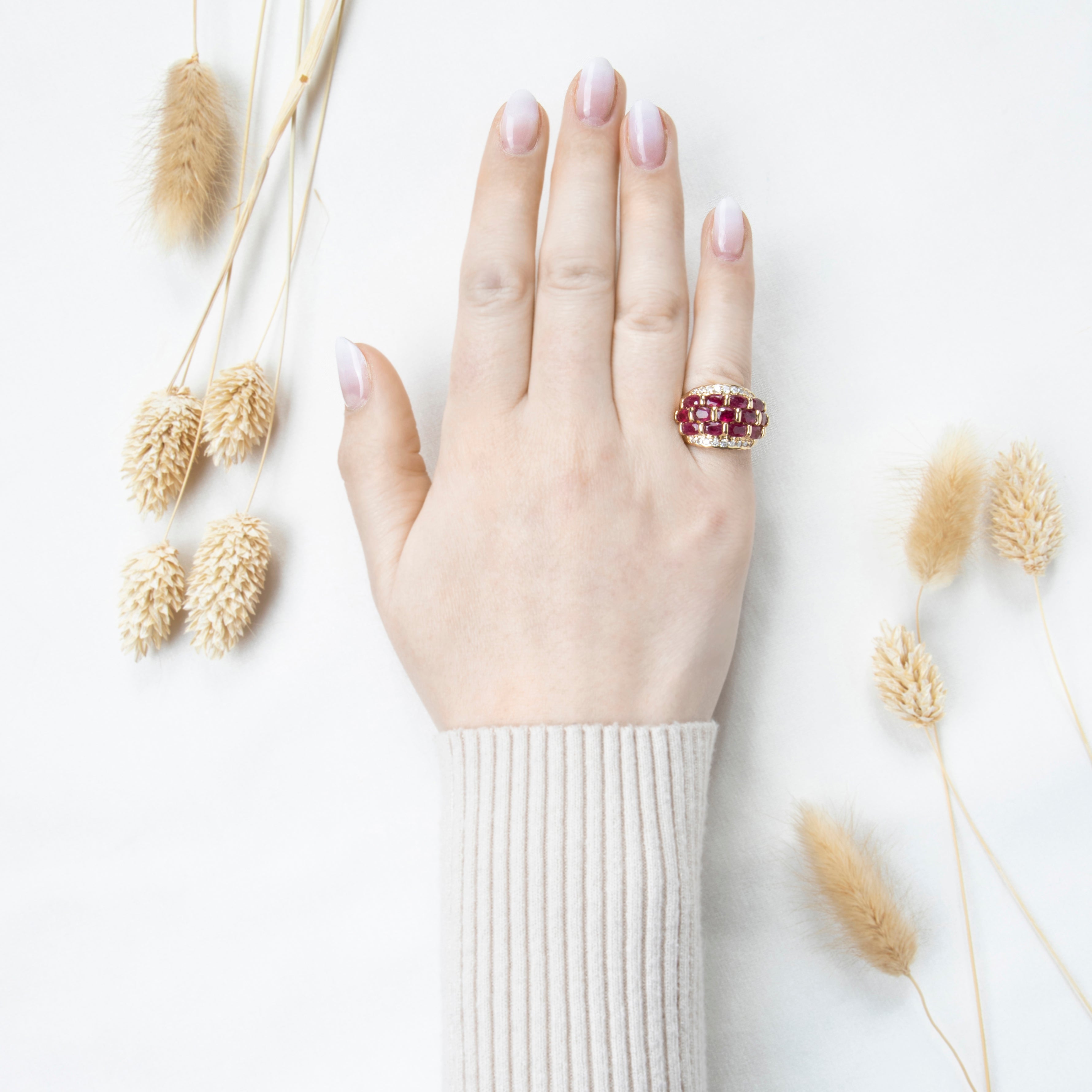 Vintage Heavy 14k Yellow Gold 2.6cttw Ruby .337cttw Diamond Wide Line Ring 5.25、mySite、hinf8tx79