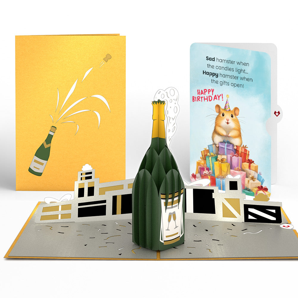 Champagne Celebration Birthday Pop-Up Card and Happy Hamster Sentiment Set、mySite、solidvoid