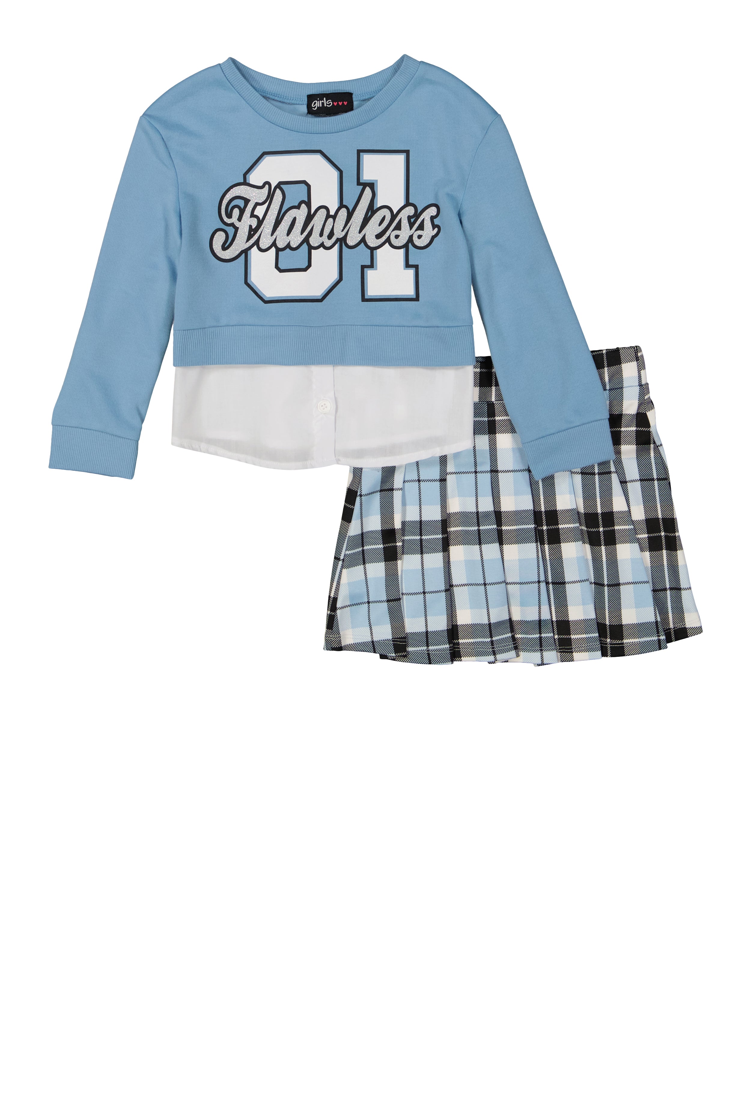 Little Girls Flawless 01 Graphic Sweatshirt and Pleated Skort、mySite、camillekostekn