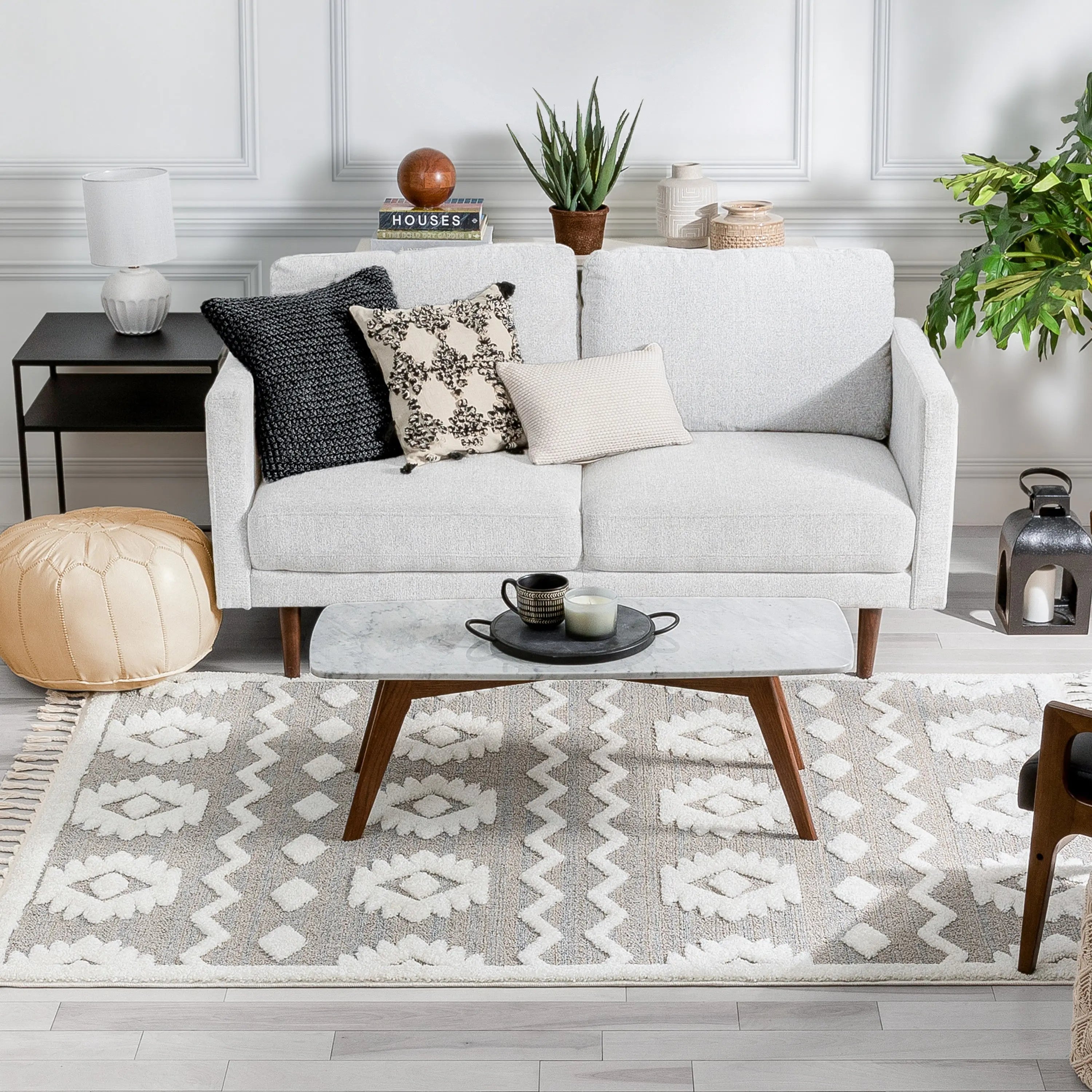 Addison Tribal Moroccan Diamond Pattern Beige High-Low Textured Rug、mySite、gigharbornorthrealestate