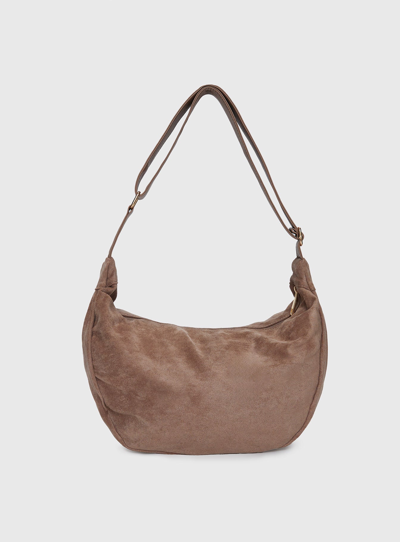 Ransom Faux Suede Shoulder Bag Taupe、mySite、solidvoid