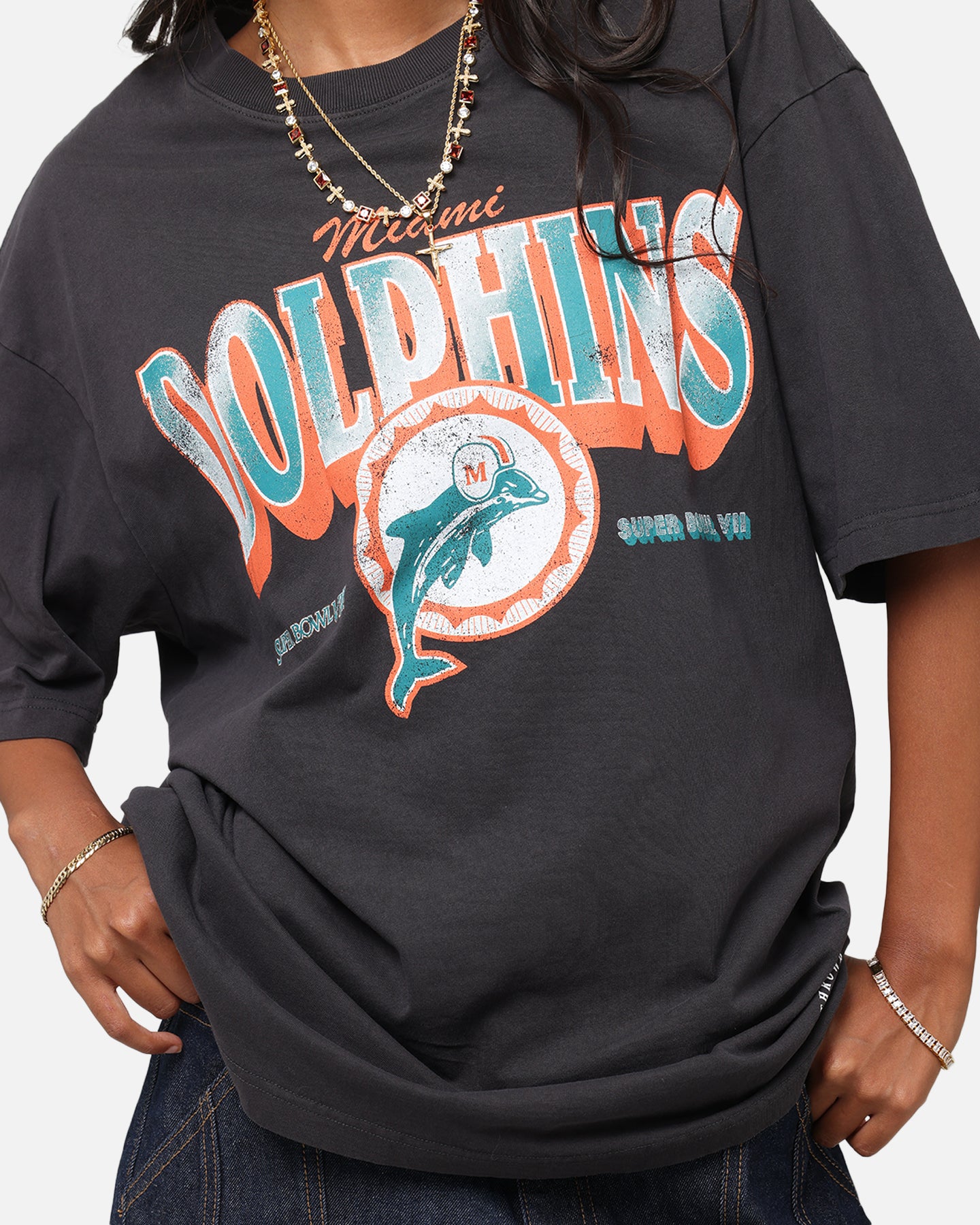 Mitchell & Ness Miami Dolphins Arch T-Shirt Faded Black、mySite、zt4zffjzw