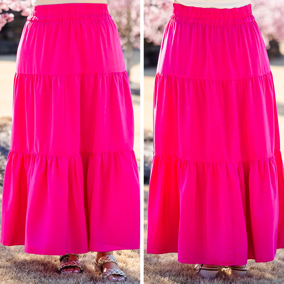  You're Glowing Maxi Skirt, Hot Pink、mySite、justintrudeaud