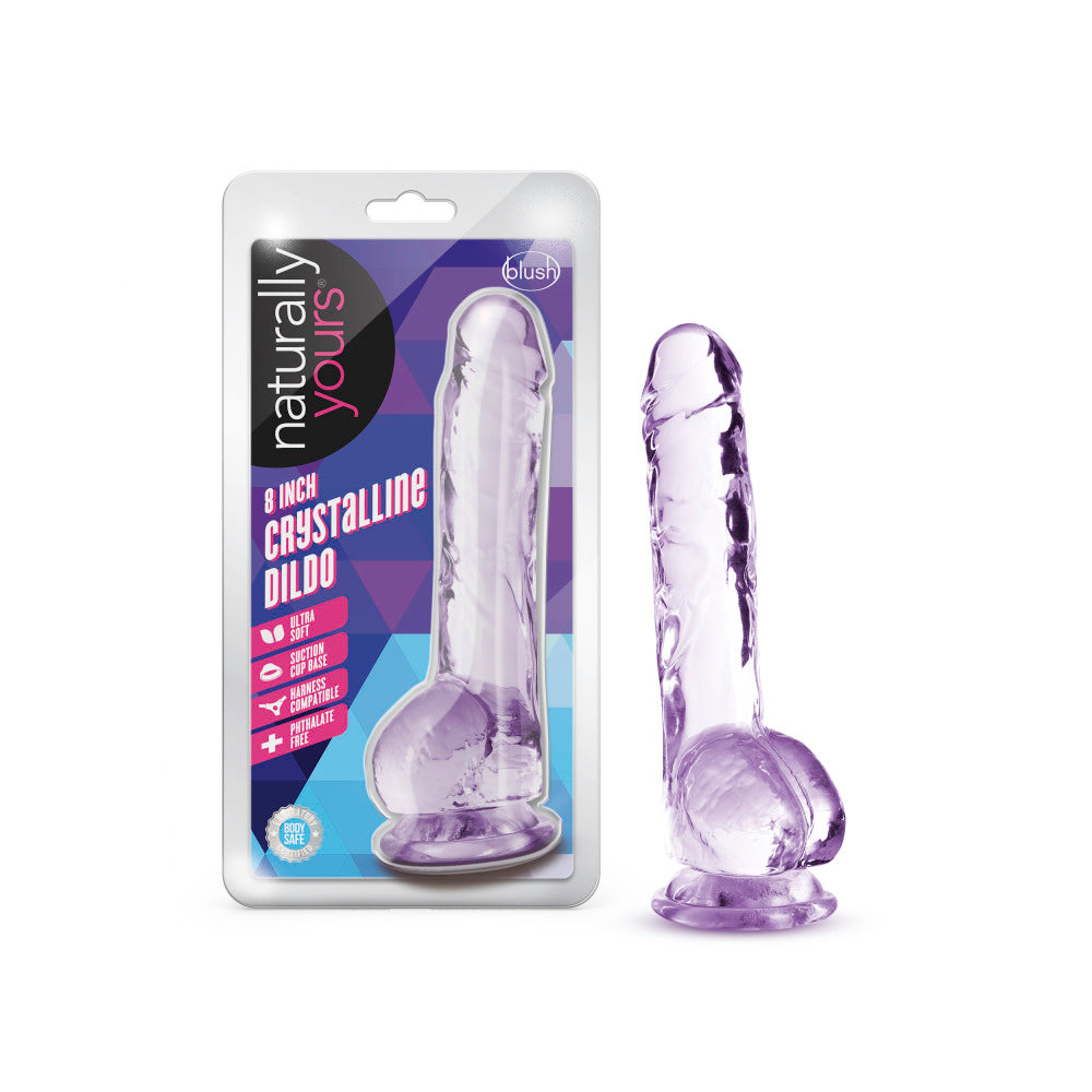 Naturally Yours By Blush® | Realistic Amethyst 8-Inch Long Dildo With Balls & Suction Cup Base、mySite、bottomscart