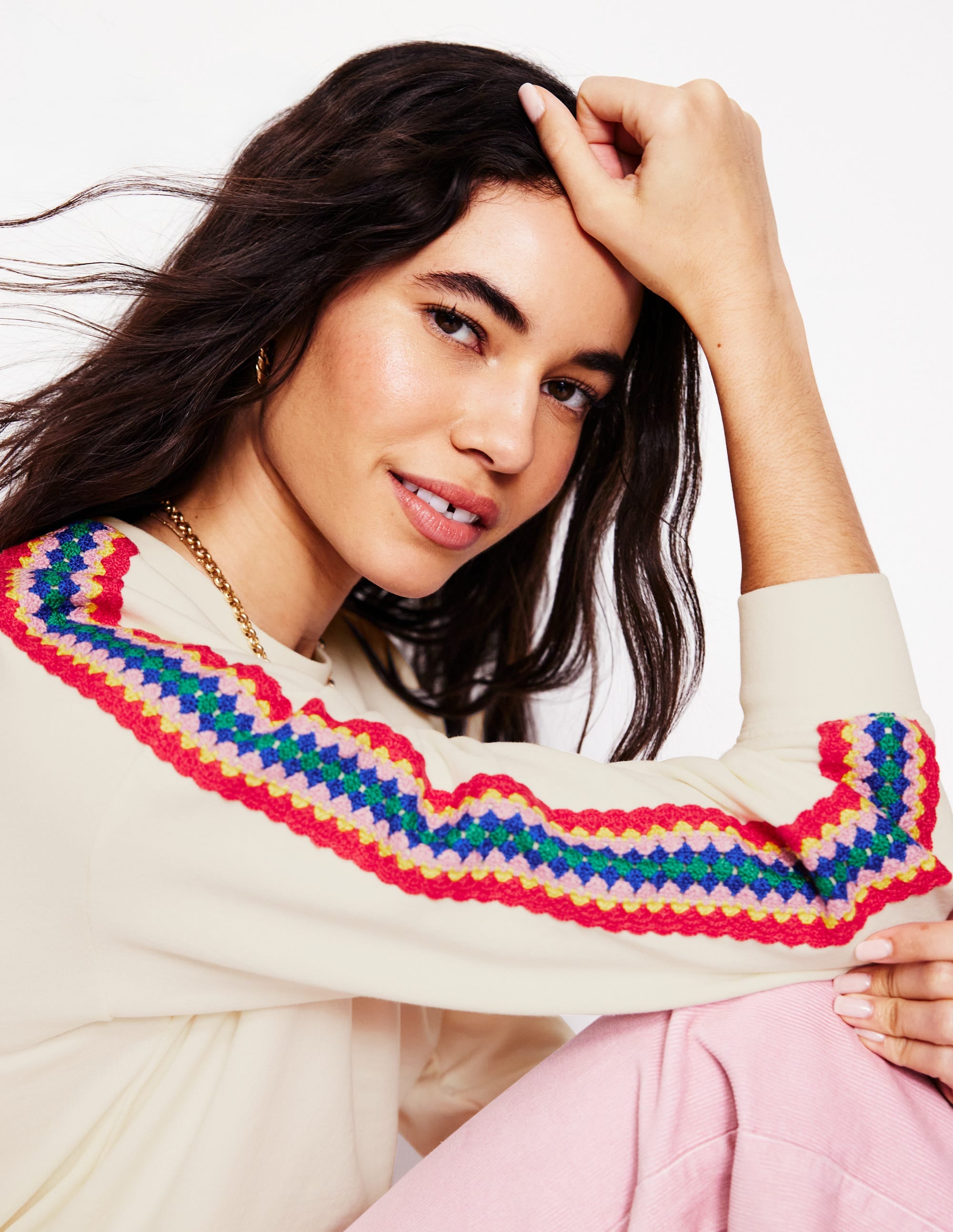  Emi Crochet Sweatshirt-Ivory、mySite、ashleygrahame