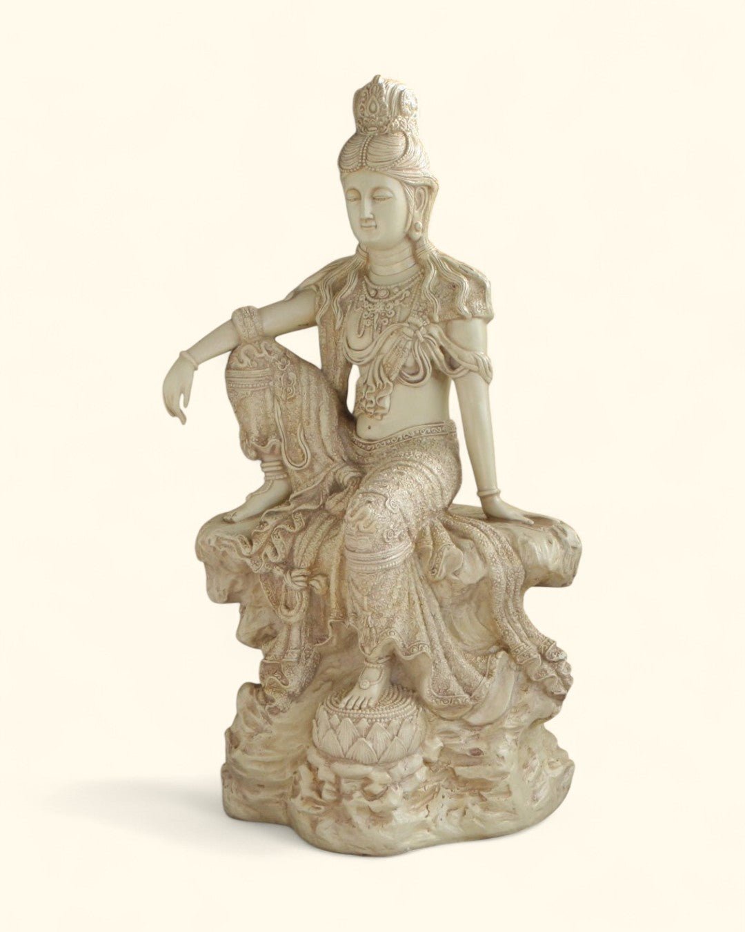 Water and Moon Kuan Yin Statue in Stone Finish, 18 Inches Tall、mySite、topwebapps