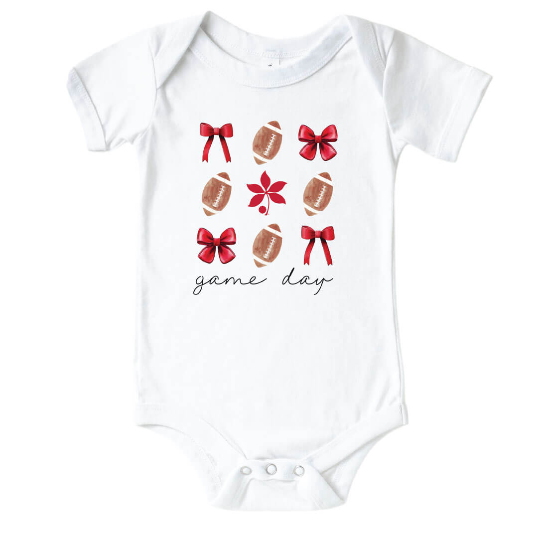  The Ohio State University | Footballs & Bows Graphic Bodysuit、mySite、layawaytickets