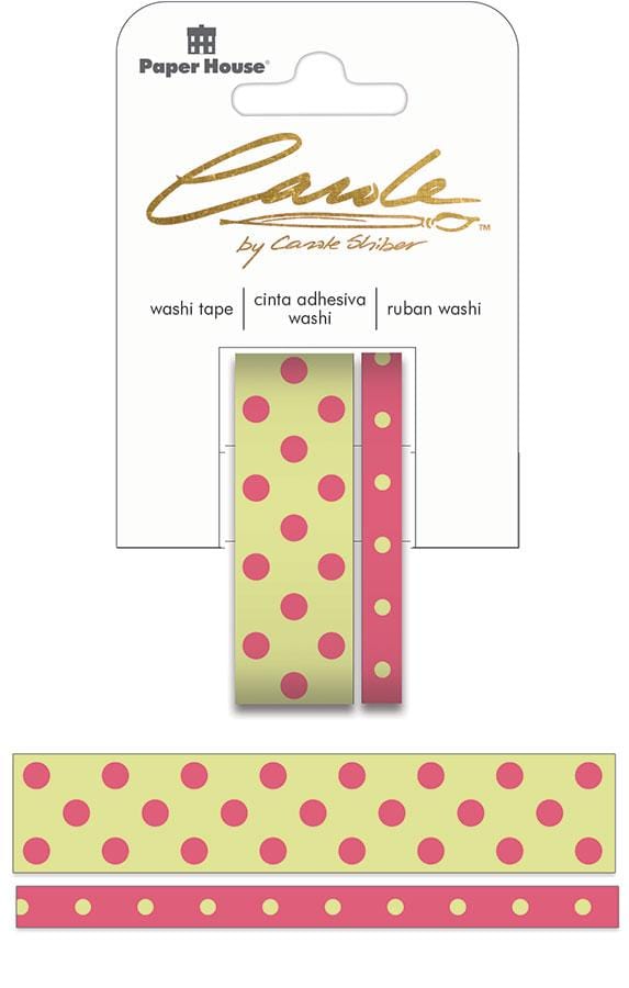  Washi Tape Set - Carole Shiber Polka Dotted, Raspberry & Honeydew,、mySite、ghnorth