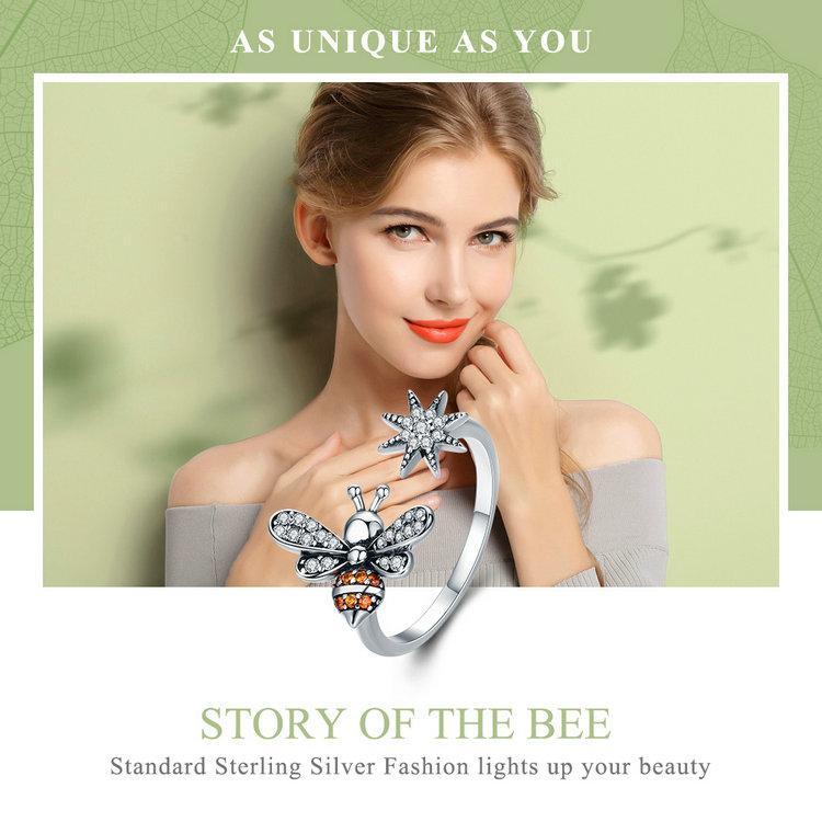 Honey Bee With a Star Jewelry SET : Ring, Necklace, Earrings、mySite、g9winljtr