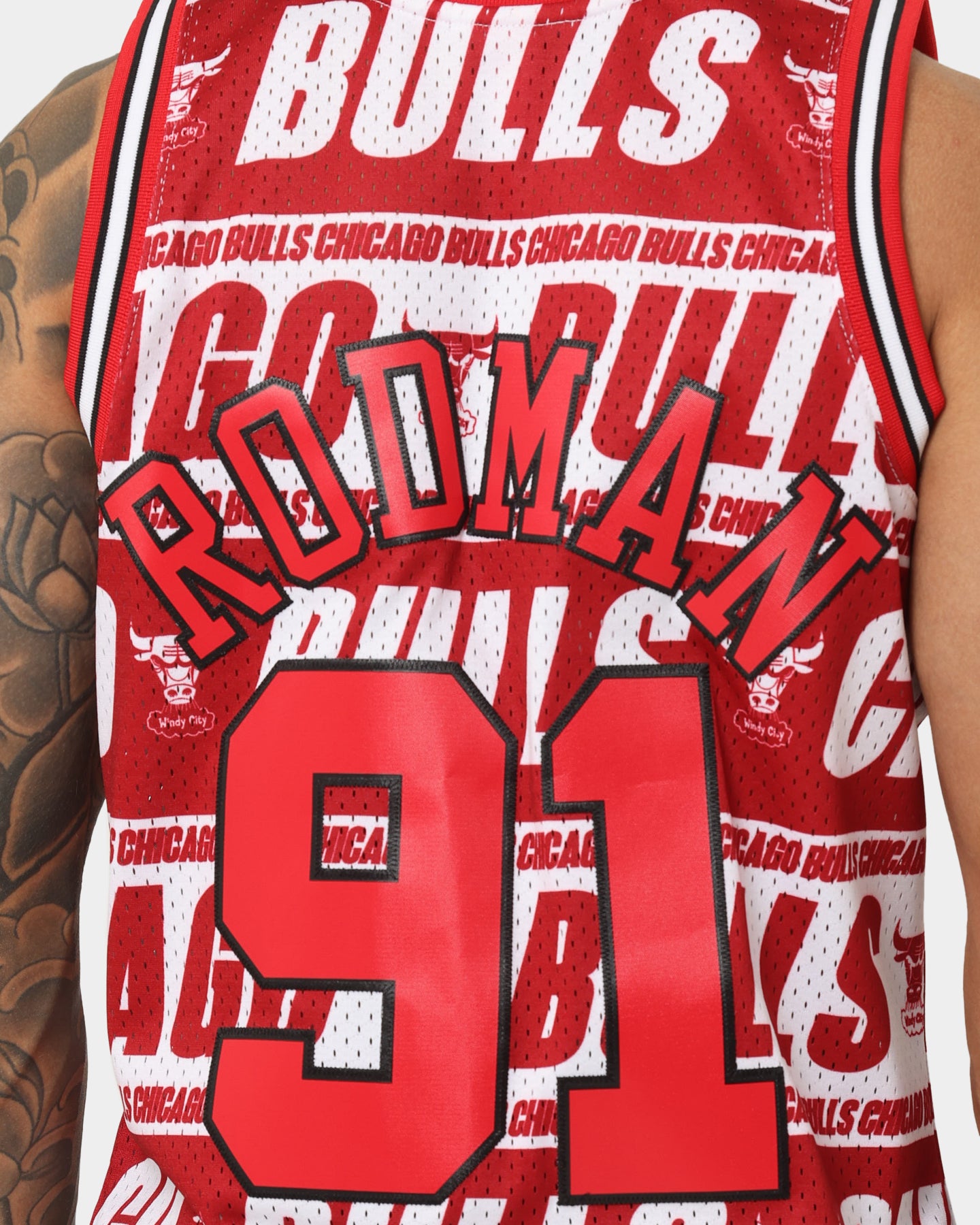 Mitchell & Ness Dennis Rodman Chicago Bulls 1997 Team Wrap Logo Jersey Red、mySite、zt4zffjzw