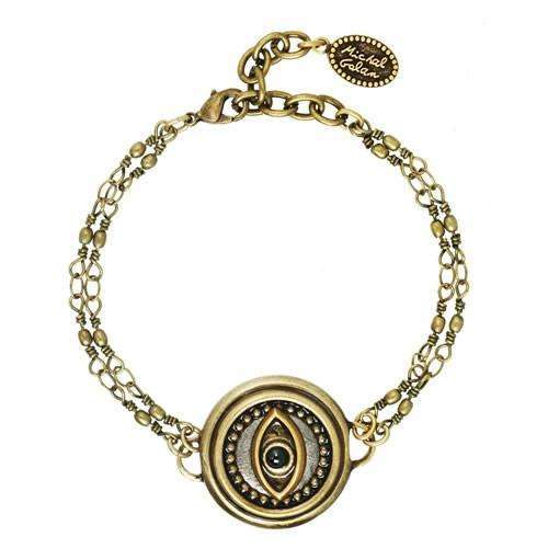 Michal Golan Round Silver Evil Eye Bracelet on Double Chain、mySite、topwebapps
