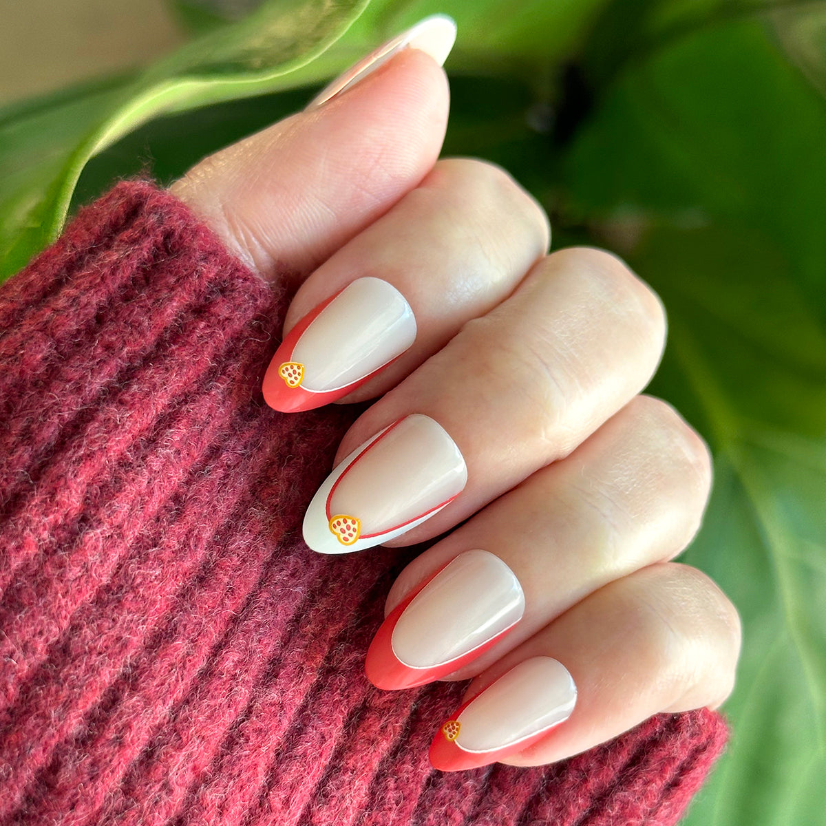 I Heart Pizza French - Press-On | Medium | Almond、mySite、solidvoid