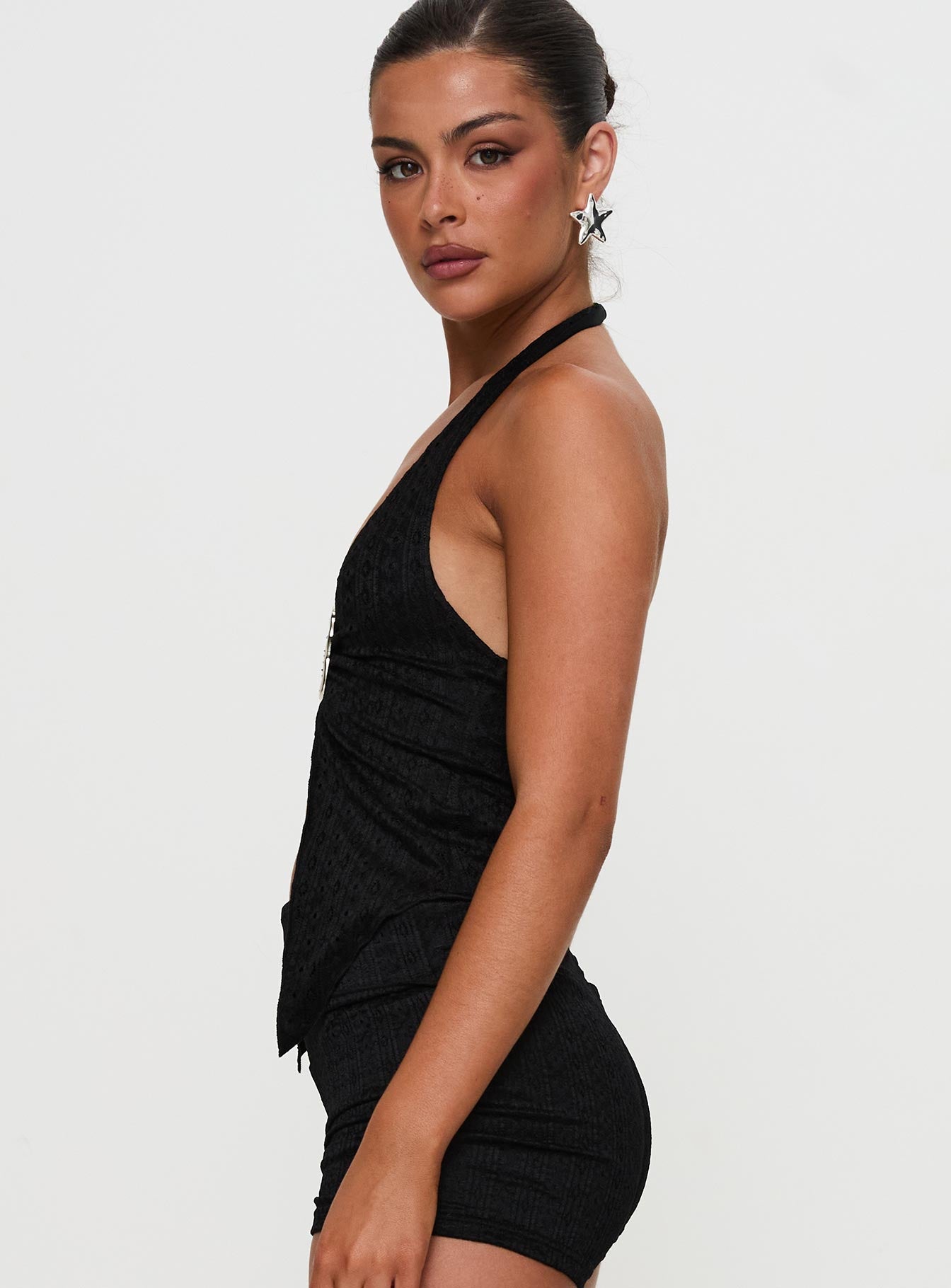 Moderna Halter Lace Top Black、mySite、solidvoid