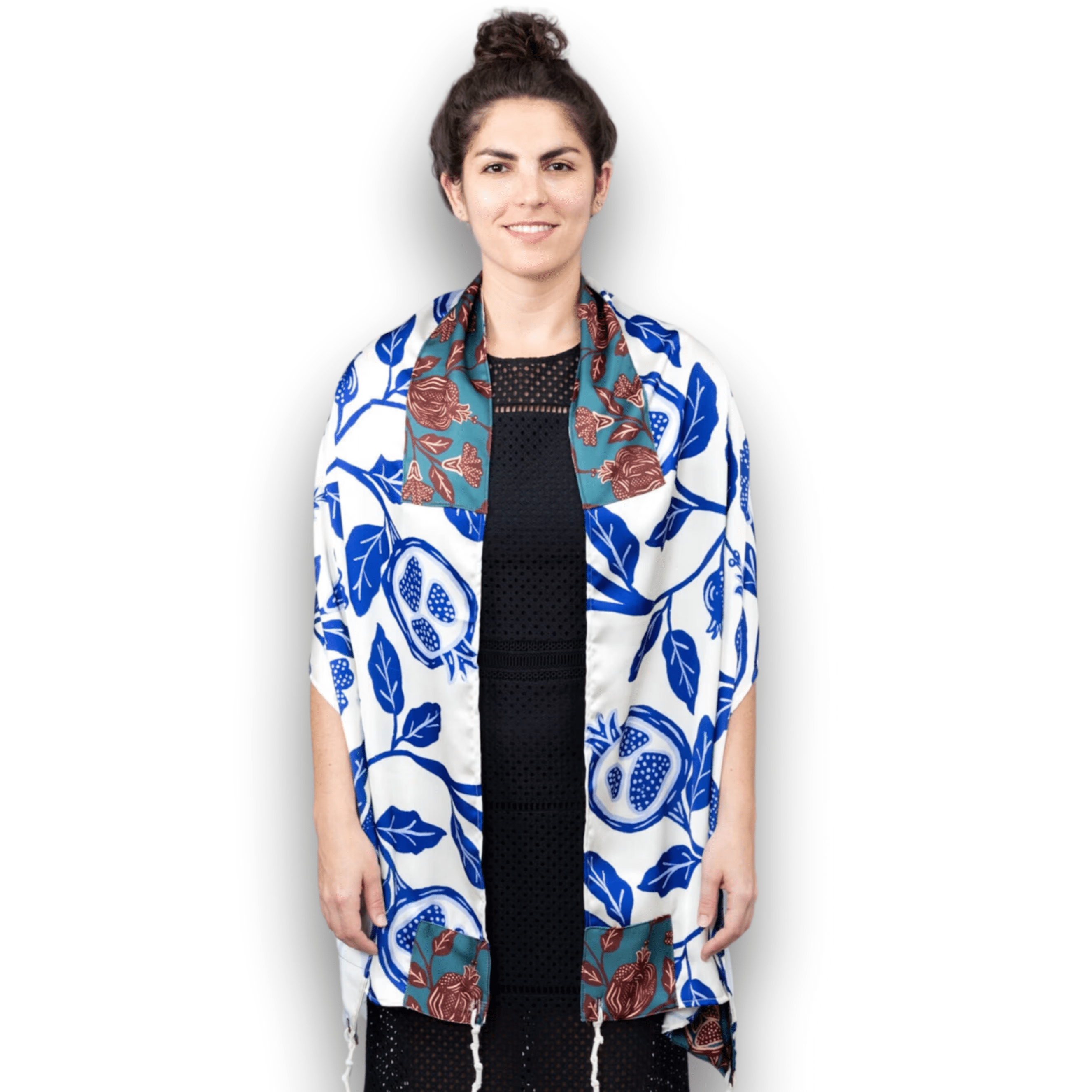 Blue and White Pomegranate Satin Tallit、mySite、topwebapps
