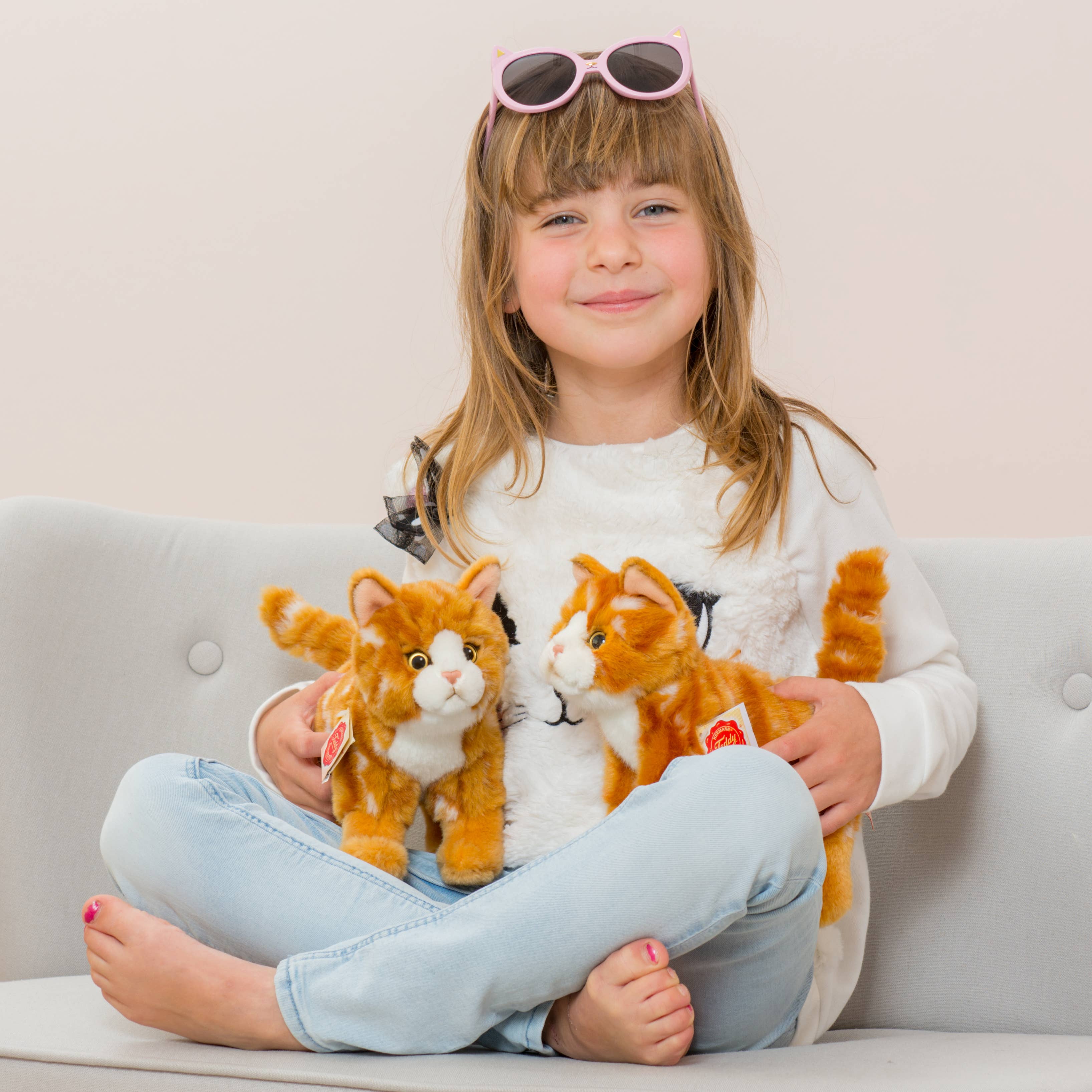 Red & White Plush Tabby Cat Standing 20 cm by Teddy Hermann、mySite、g9winljtr