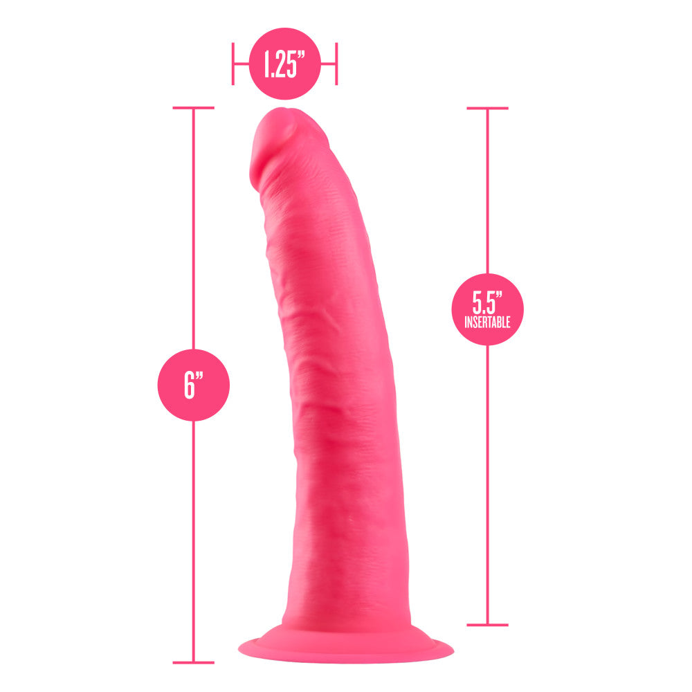 Neo Elite By Blush® | Neon Pink: 5.5-Inch Long Dildo - Made with Purio™ Silicone & SensaFeel® Dual Density Realistic Technology、mySite、bottomscart