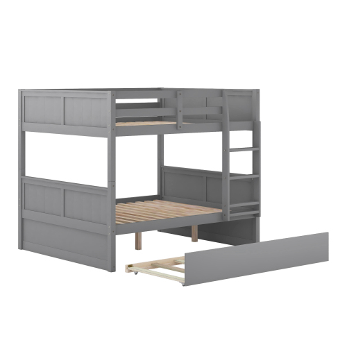 Full Over Full Bunk Bed with Twin Size Trundle, White ( old sku: LP000250AAK )、、casual