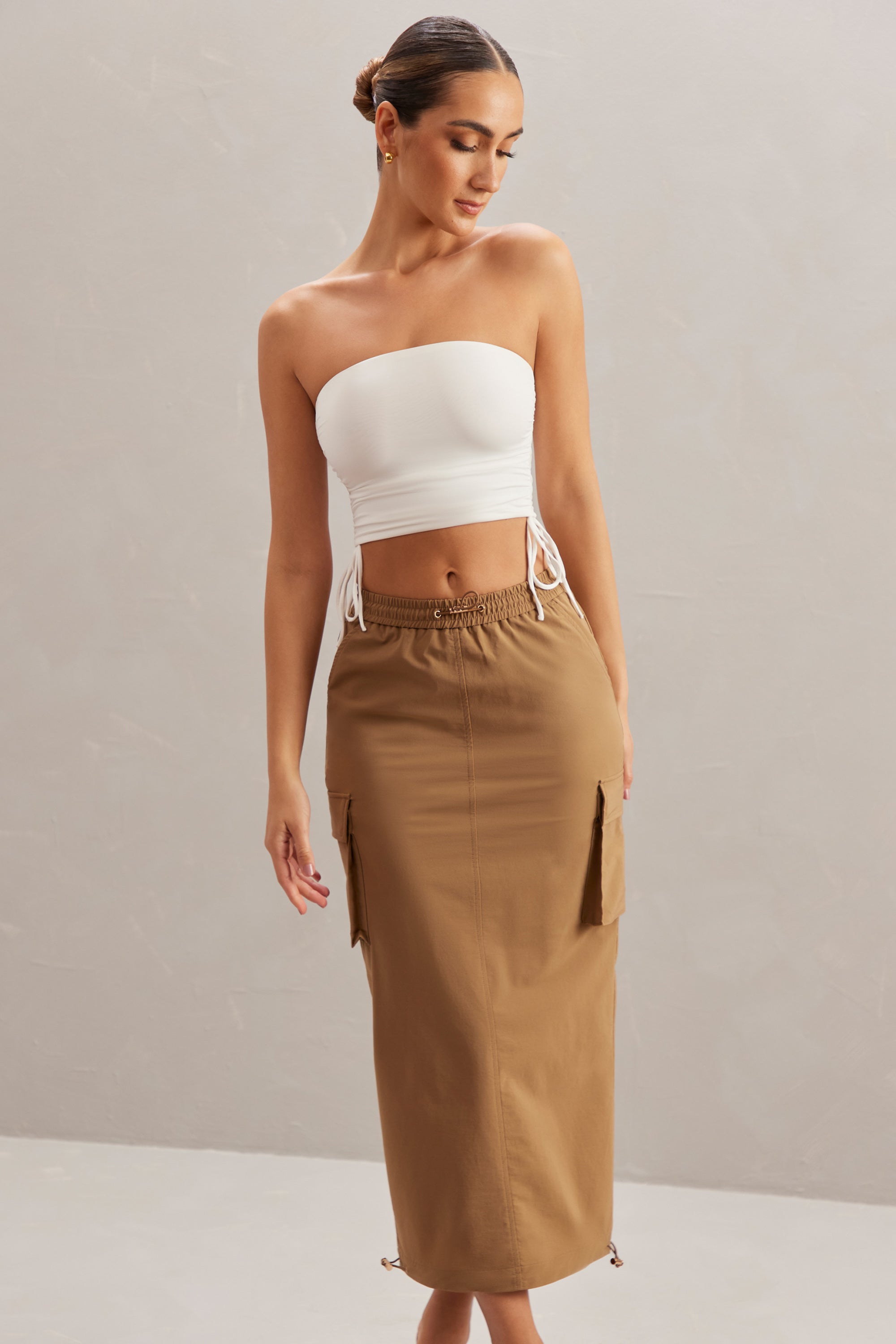 Cargo Maxi Skirt in Tan、mySite、solidvoid