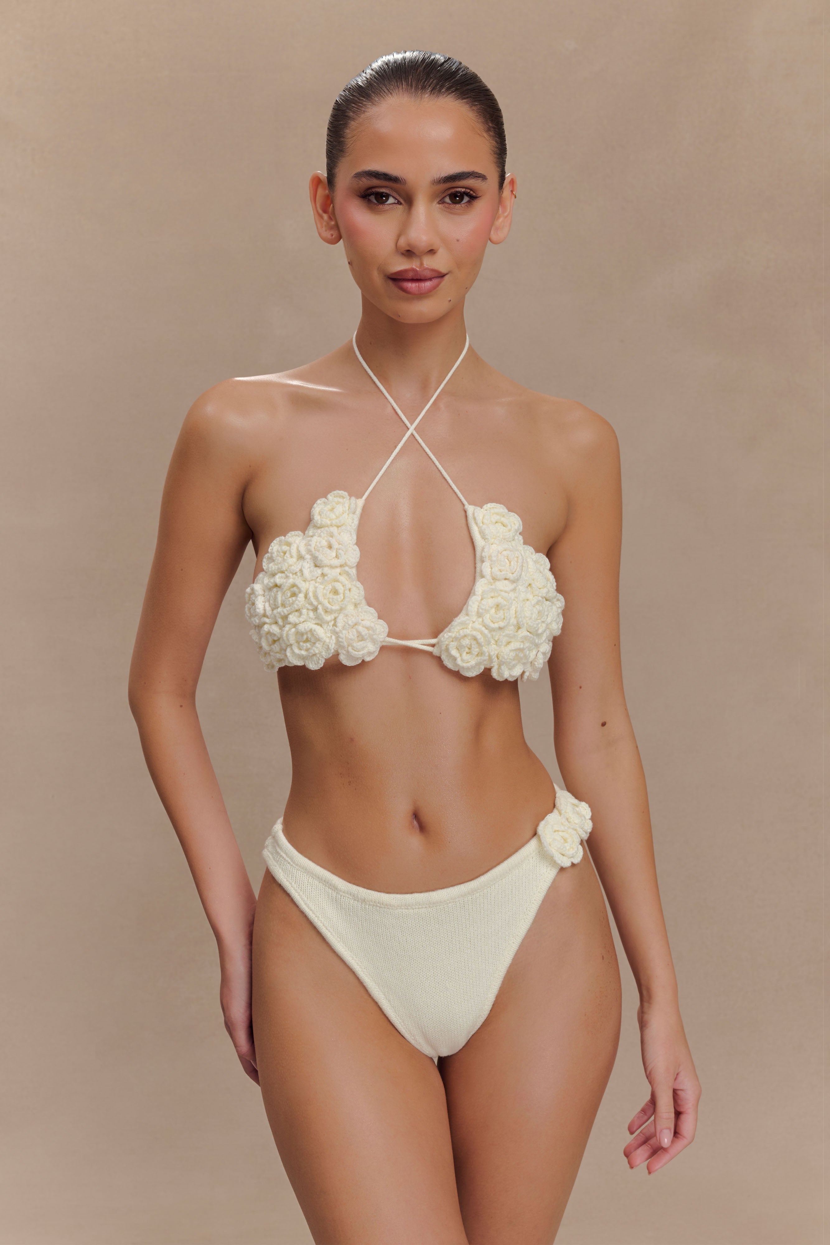 Aesha Floral Crochet Bikini Top - Ivory、mySite、solidvoid