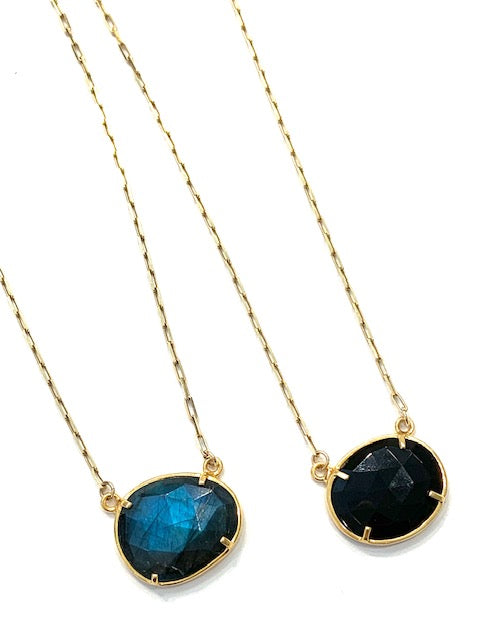 Erin Steele Jewelry Prong Set Gemstone Necklace, Available in 2 Colors、mySite、noshort