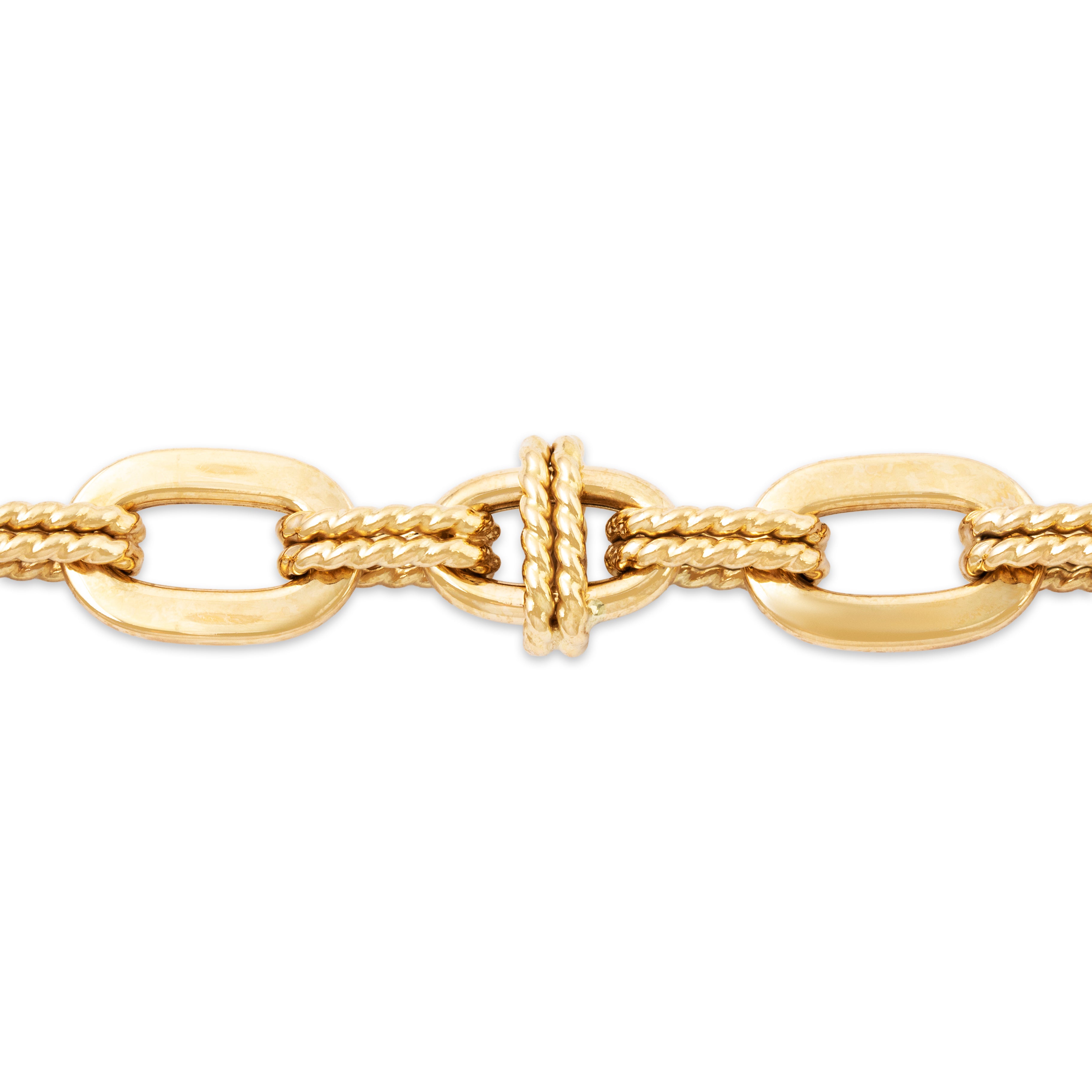 Vintage Italian 14k Yellow Gold Textured Cable Link Bracelet 7、mySite、hinf8tx79