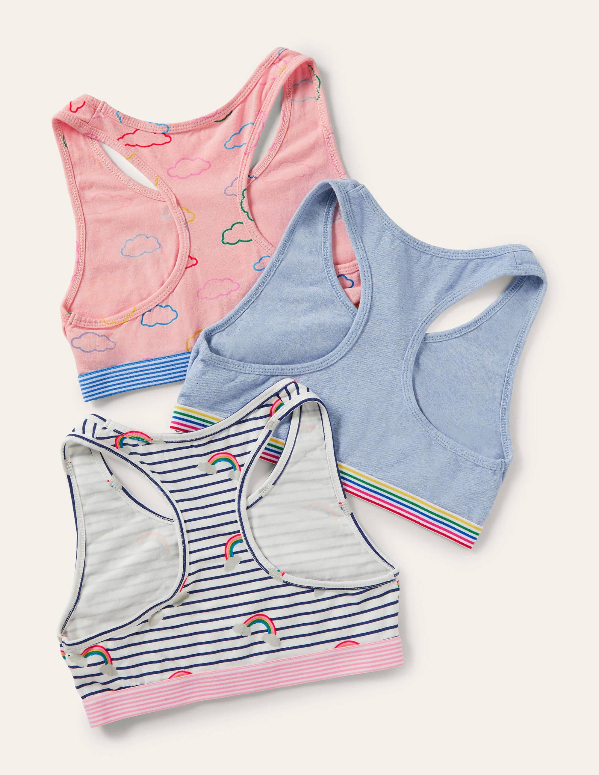  Sporty Crop Tops 3 Pack-Rainbow Clouds、mySite、ashleygrahame