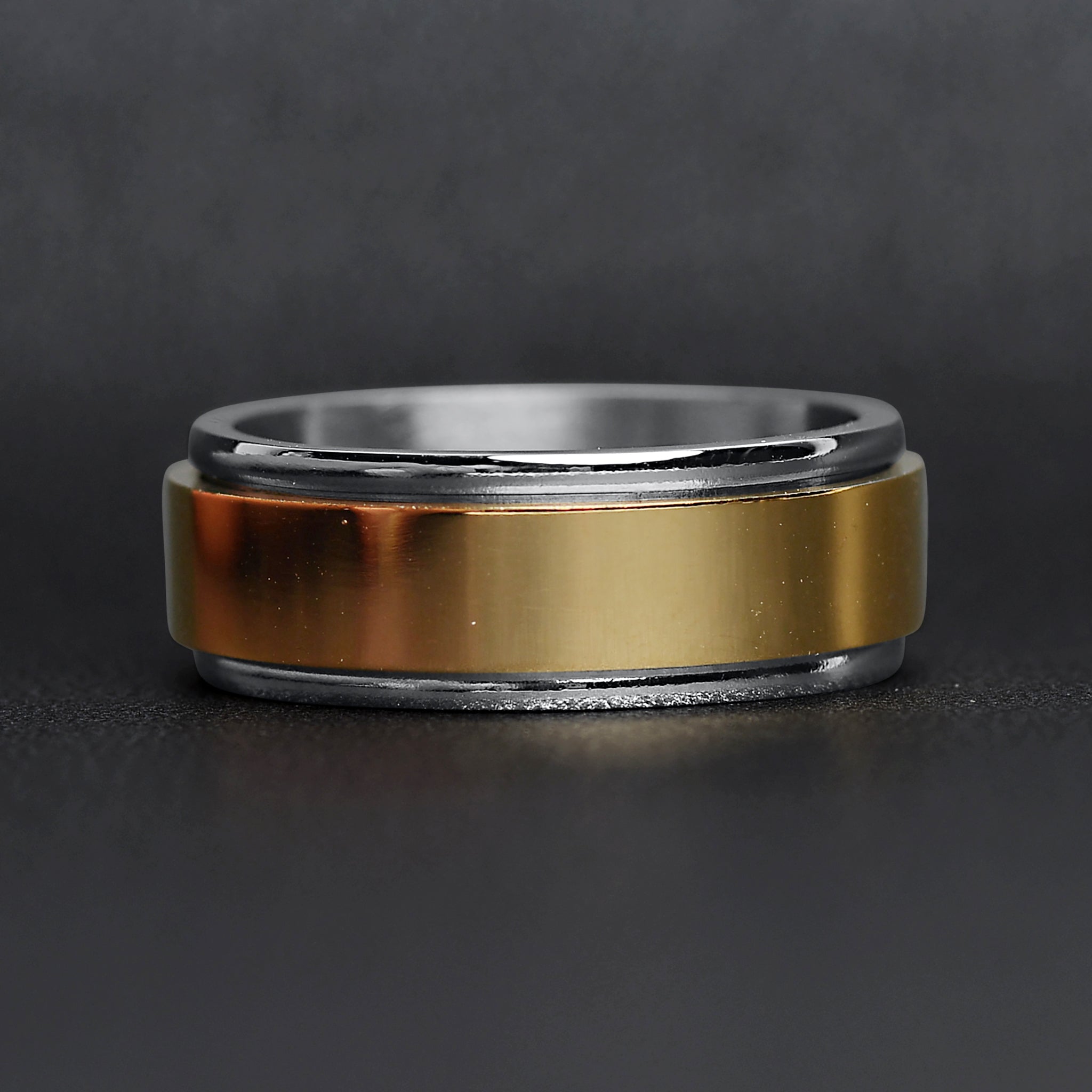 18K Gold PVD Center Stainless Steel Spinner Polished Ring / SRJ2451、mySite、dreamappss