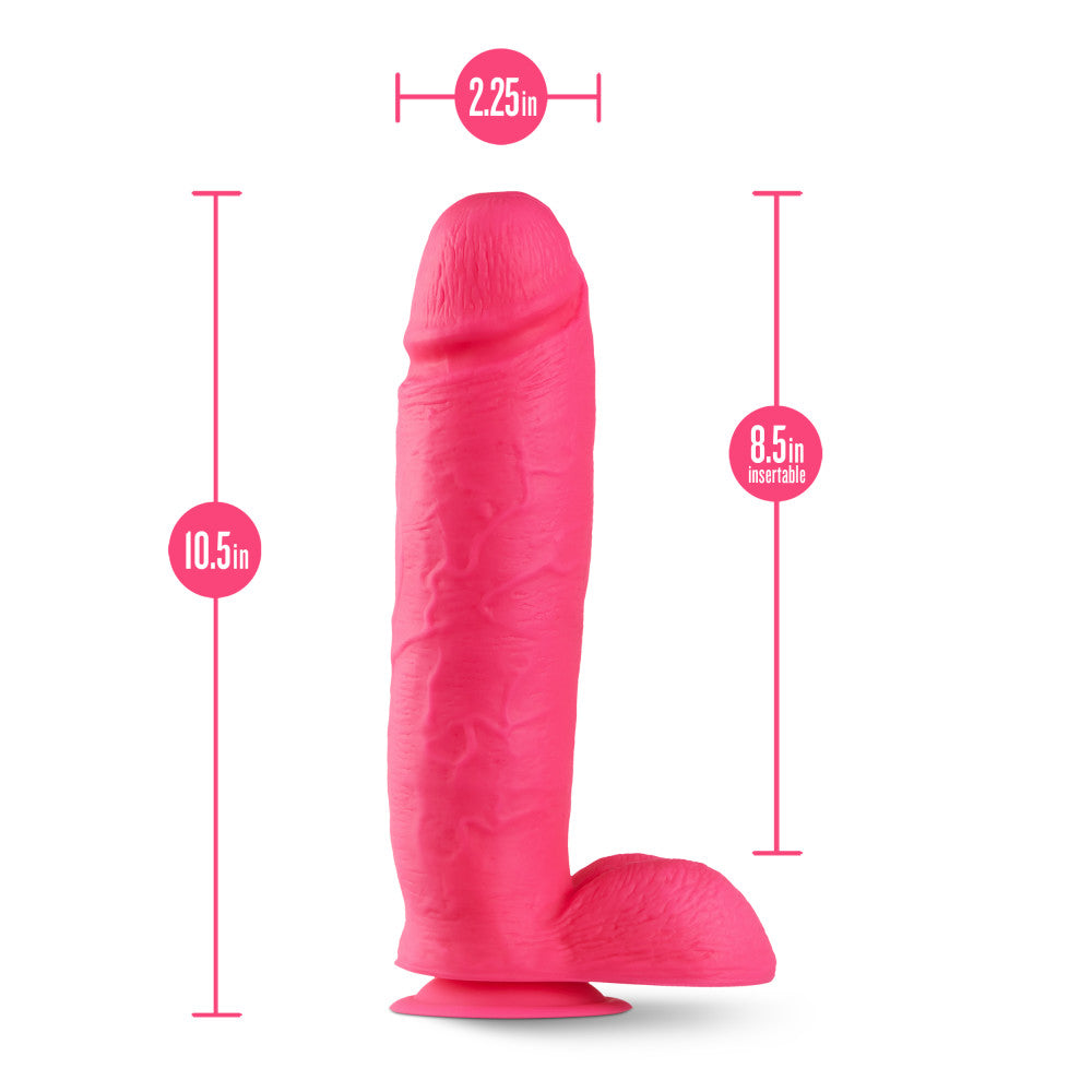 Neo Elite By Blush® | Neon Pink: 10.5-Inch Long Dildo - Made with Purio™ Silicone & SensaFeel® Dual Density Realistic Technology、mySite、bottomscart