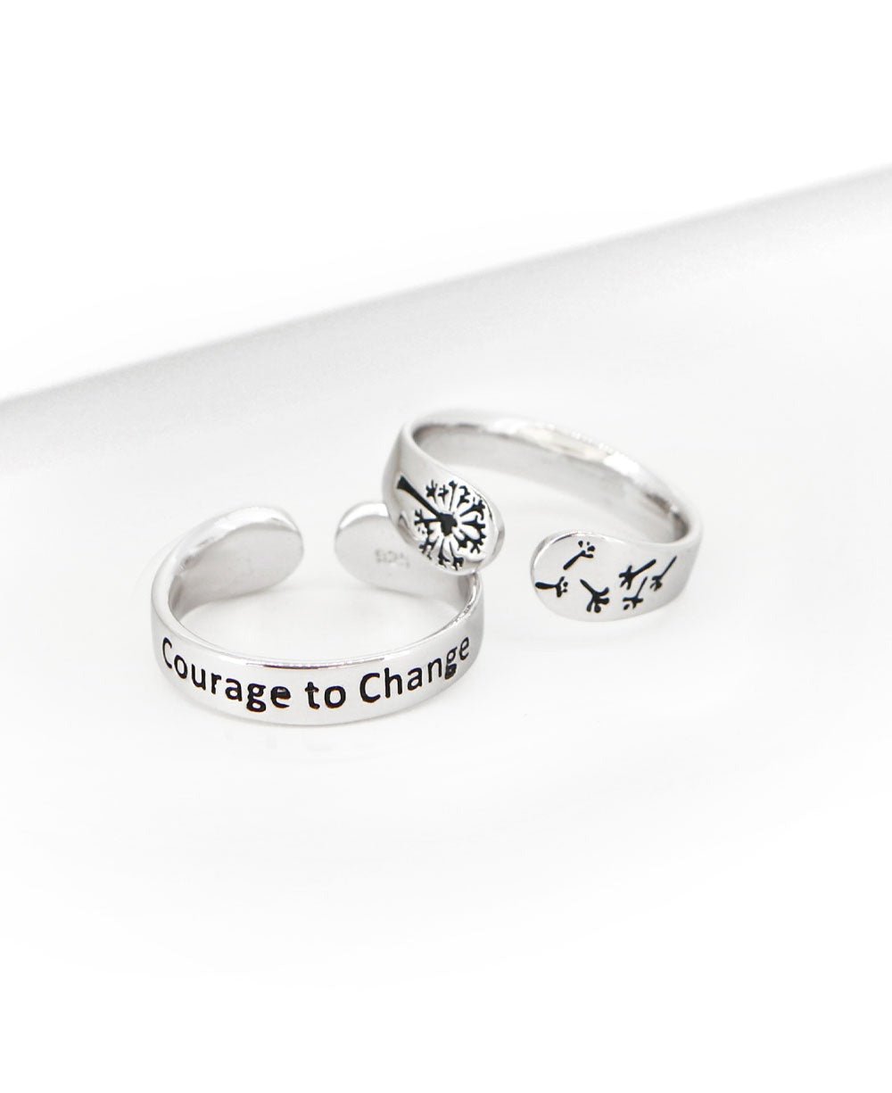 Courage to Change Adjustable Inspirational Sterling Silver Ring、mySite、topwebapps