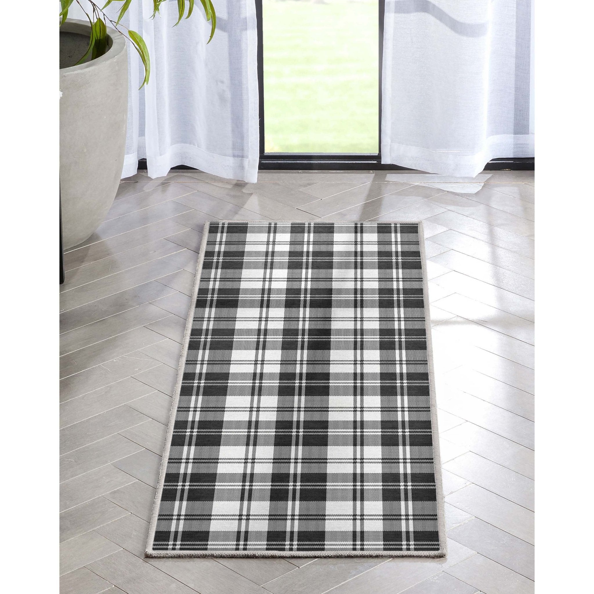 Plaid Modern Geometric Boxes Flat-Weave Rug、mySite、gigharbornorthrealestate