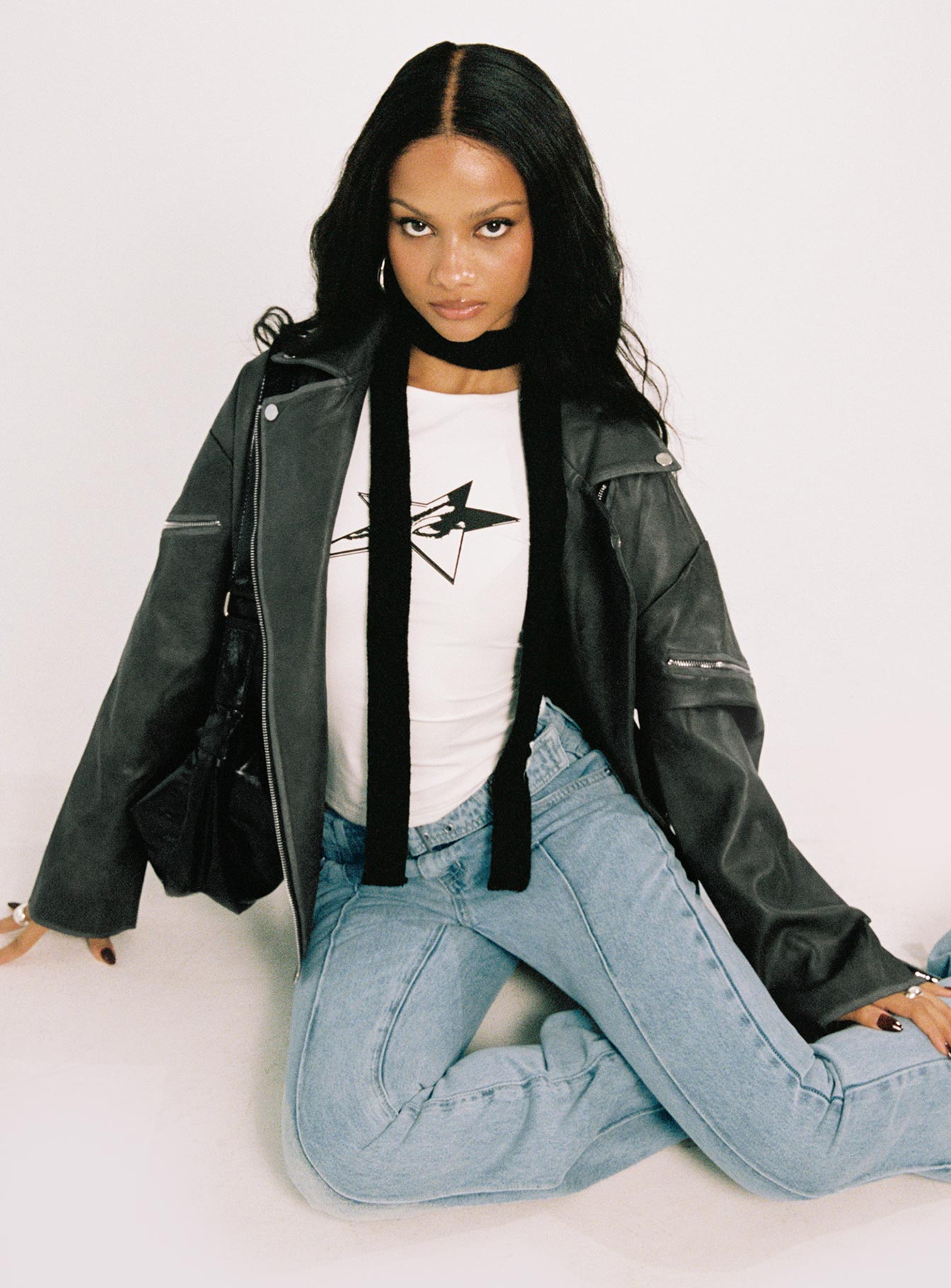 Magnets Faux Leather Jacket Washed Charcoal、mySite、solidvoid