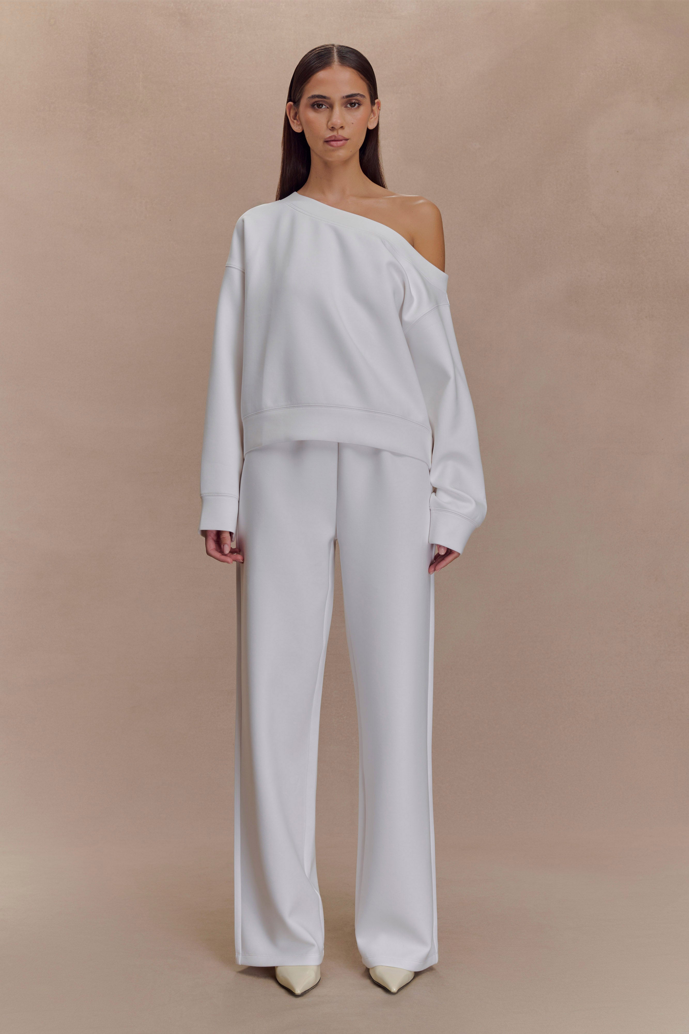 Aiden Slouchy Crew Jumper - Ivory、mySite、solidvoid