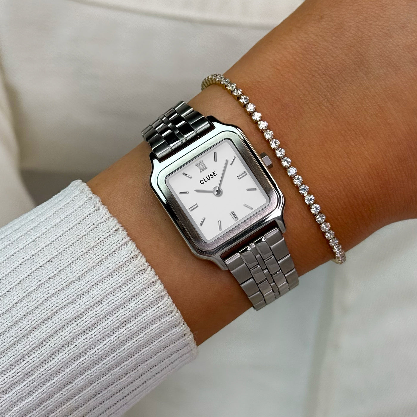  Gracieuse Petite Watch Steel, White, Silver Colour