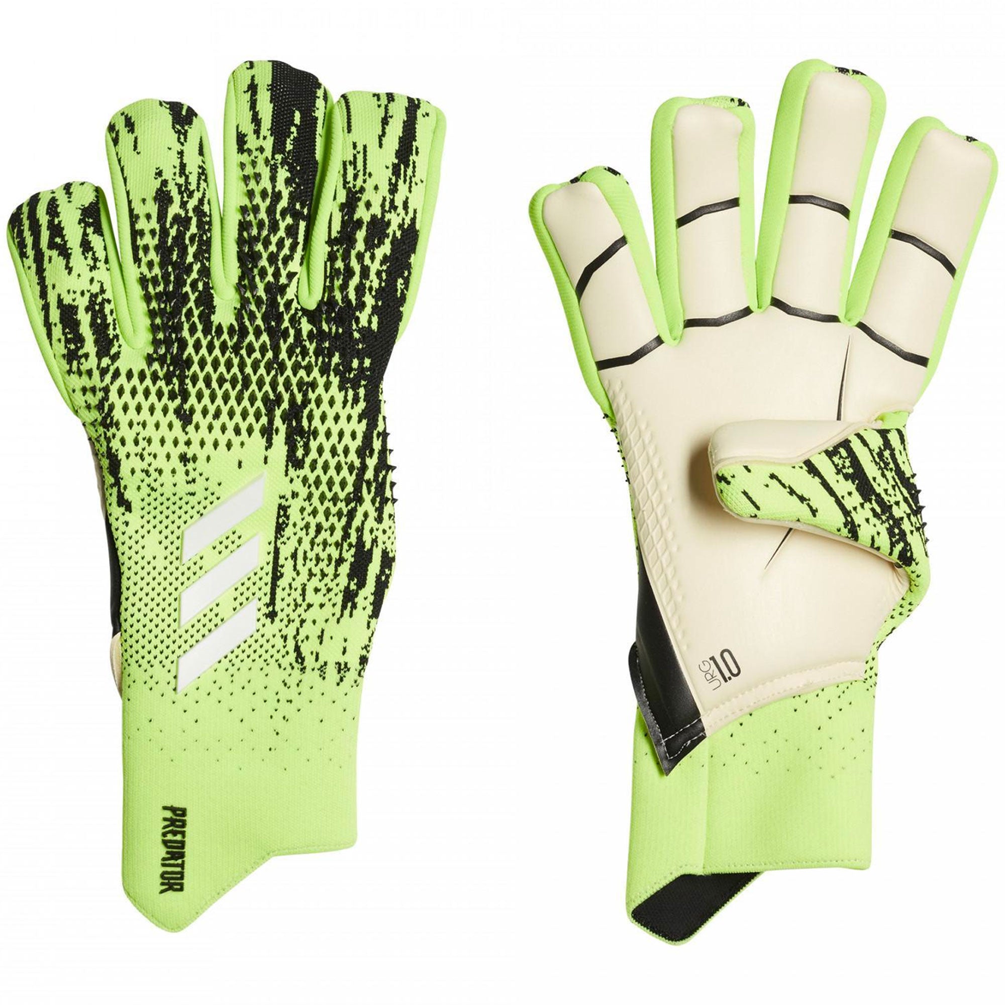 adidas Men's Predator 20 Pro Fingersave PC Goalkeeper Gloves Green/Black、mySite、noshort