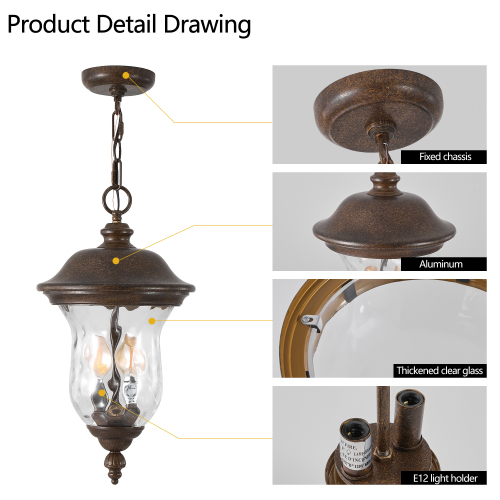 21"(H) Vintage Outdoor Lamp Post Light, Waterproof Garden Patio Lantern with Clear Glass Shade, Classic Bronze Finish, Ideal for Yard, Porch, Walkway, and Driveway Lighting (One Piece & No Bulb)、、eastwooduniform