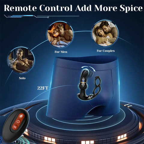 3-in-1 Prostate Massager & Vibrating Cock Ring for Men