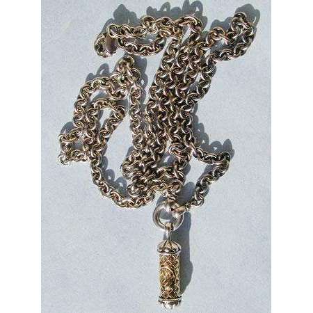 Michael Bromberg Men’s Mezuzah Pendant Necklace in Silver and 14K Gold with Ring、mySite、topwebapps
