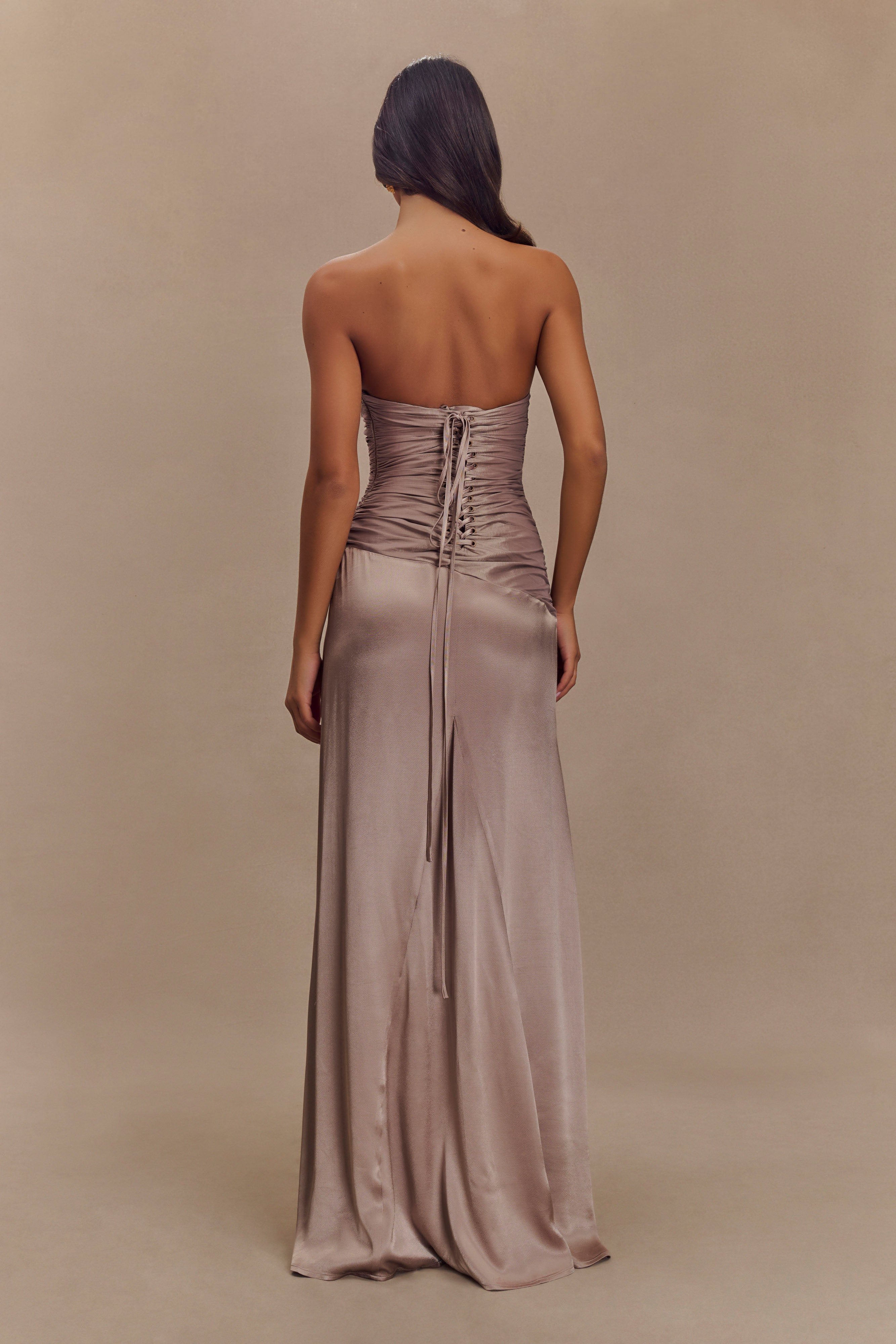 Serena Strapless Taffeta Maxi Dress - Bronze Taupe、mySite、solidvoid
