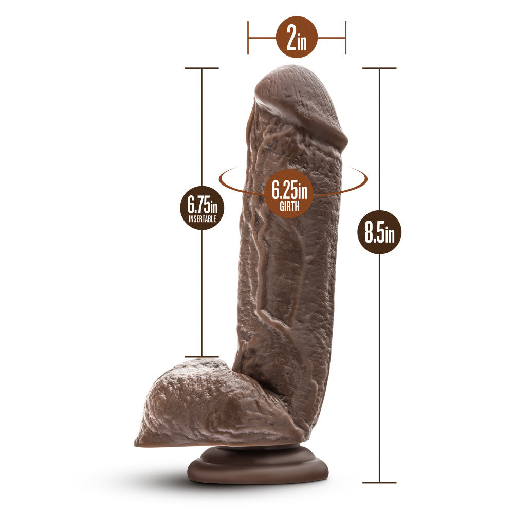 Dr. Skin By Blush® | Mr. D Realistic Chocolate 8.5-Inch Long Dildo With Balls & Suction Cup Base、mySite、bottomscart
