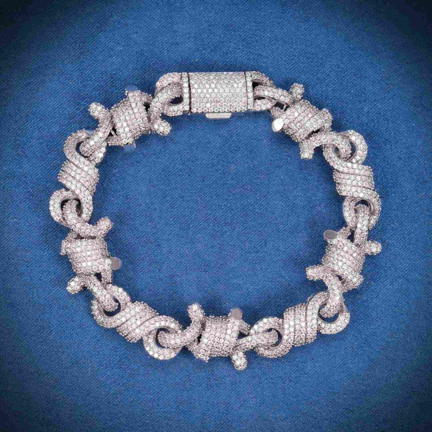 10MM Moissanite Spiked Infinity Link Bracelet 14K Gold、mySite、hinf8tx79