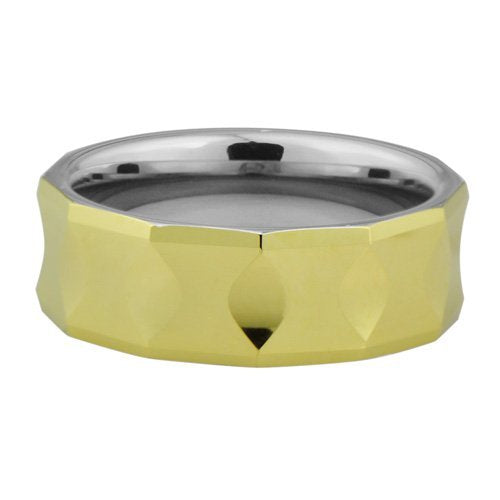 Multi Faceted Polished Wedding band or ring - Highly Polished 18K Gold and Silver Ion or IP plated、mySite、topwebapps