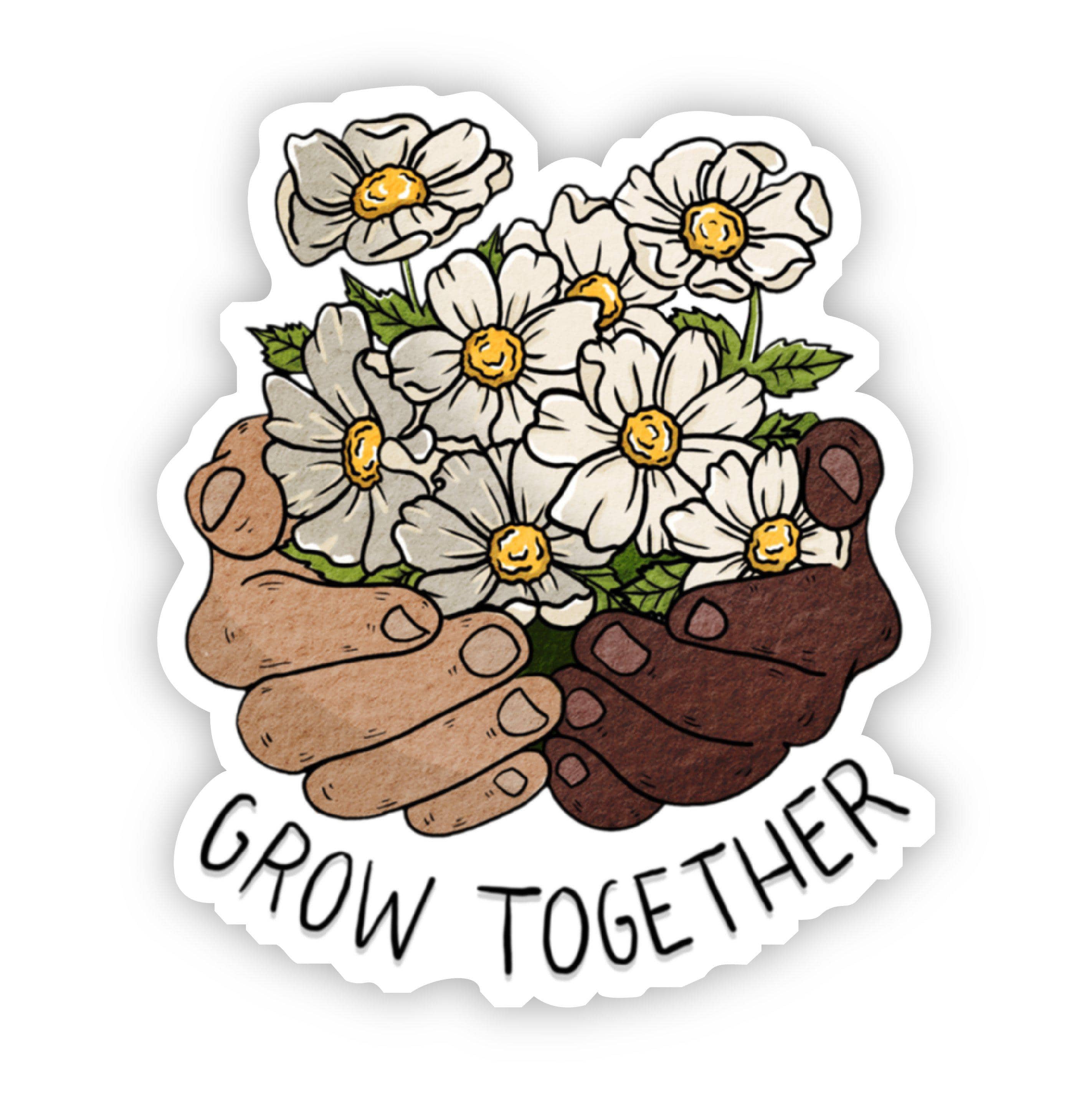  Grow Together Floral Hands Sticker、mySite、elrpsem3k